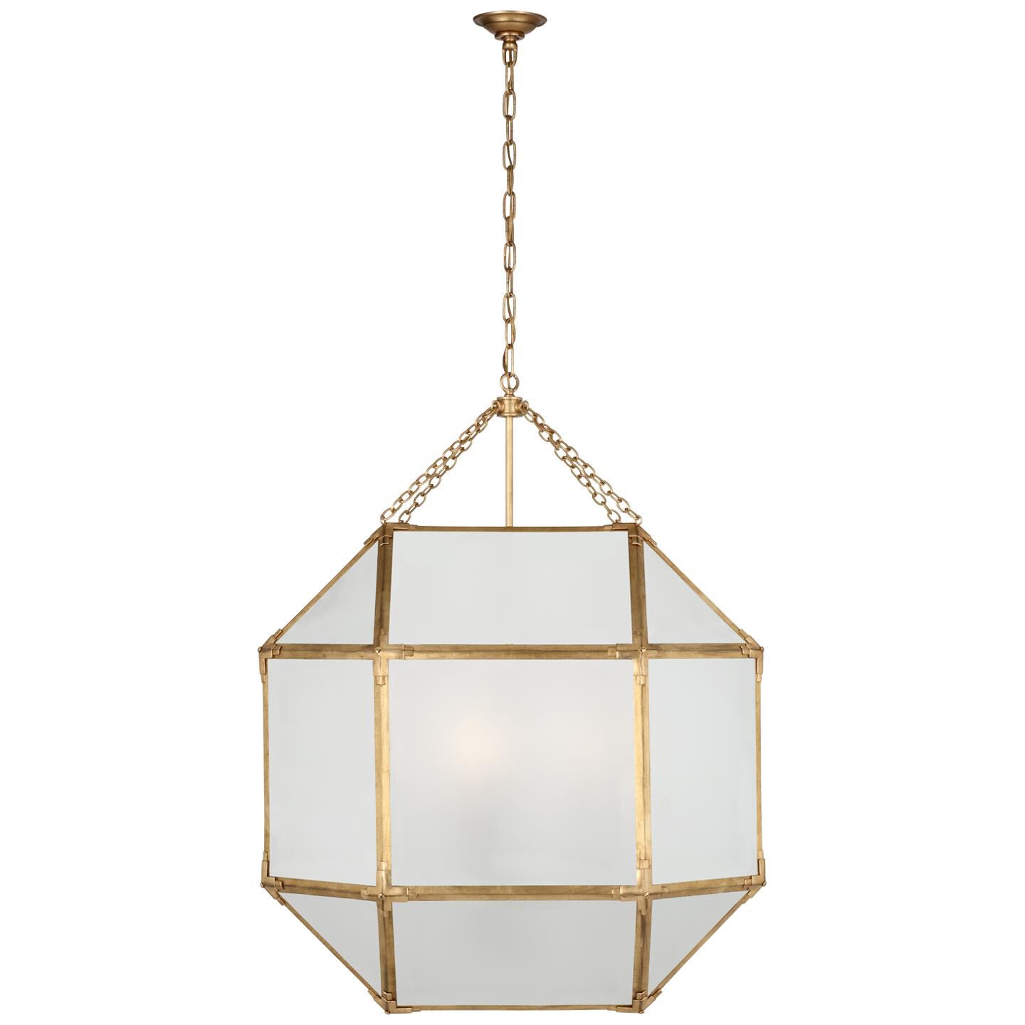 Shown in Gilded Iron finish and Frosted Glass shade