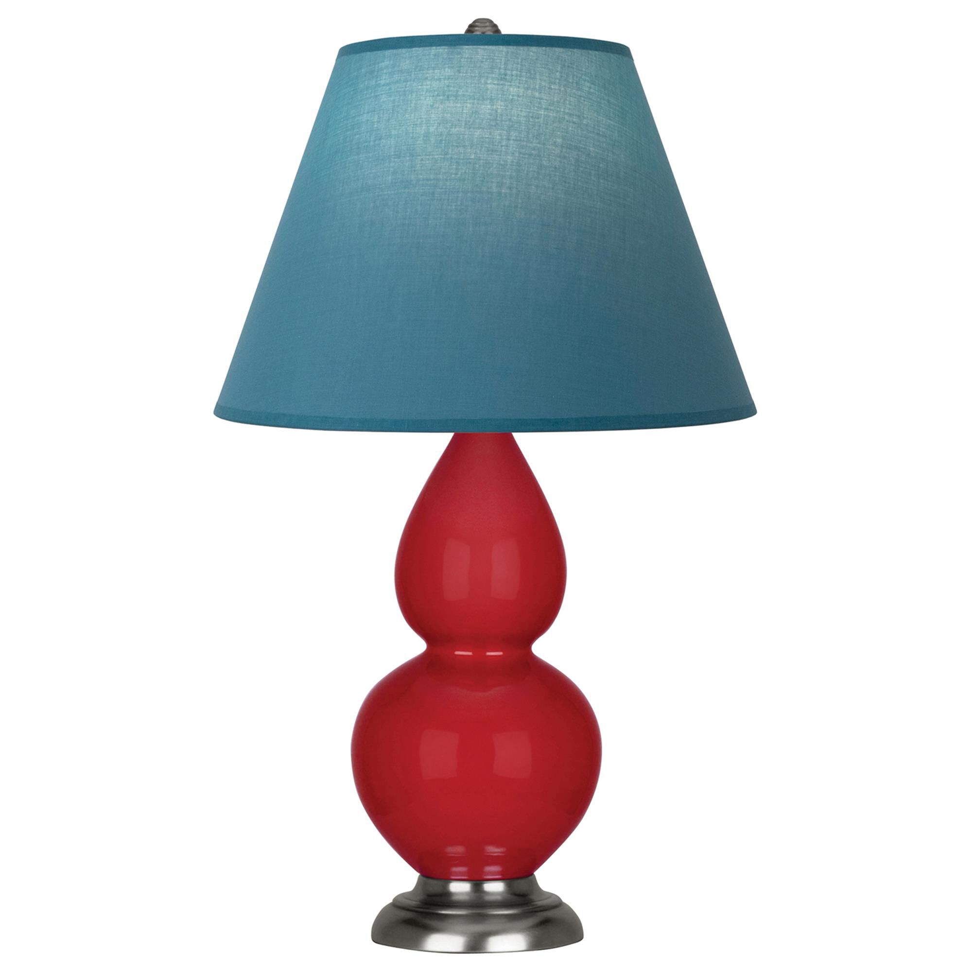 Shown in Ruby Red finish and Bright Blue and Gray shade and Antique Silver accent