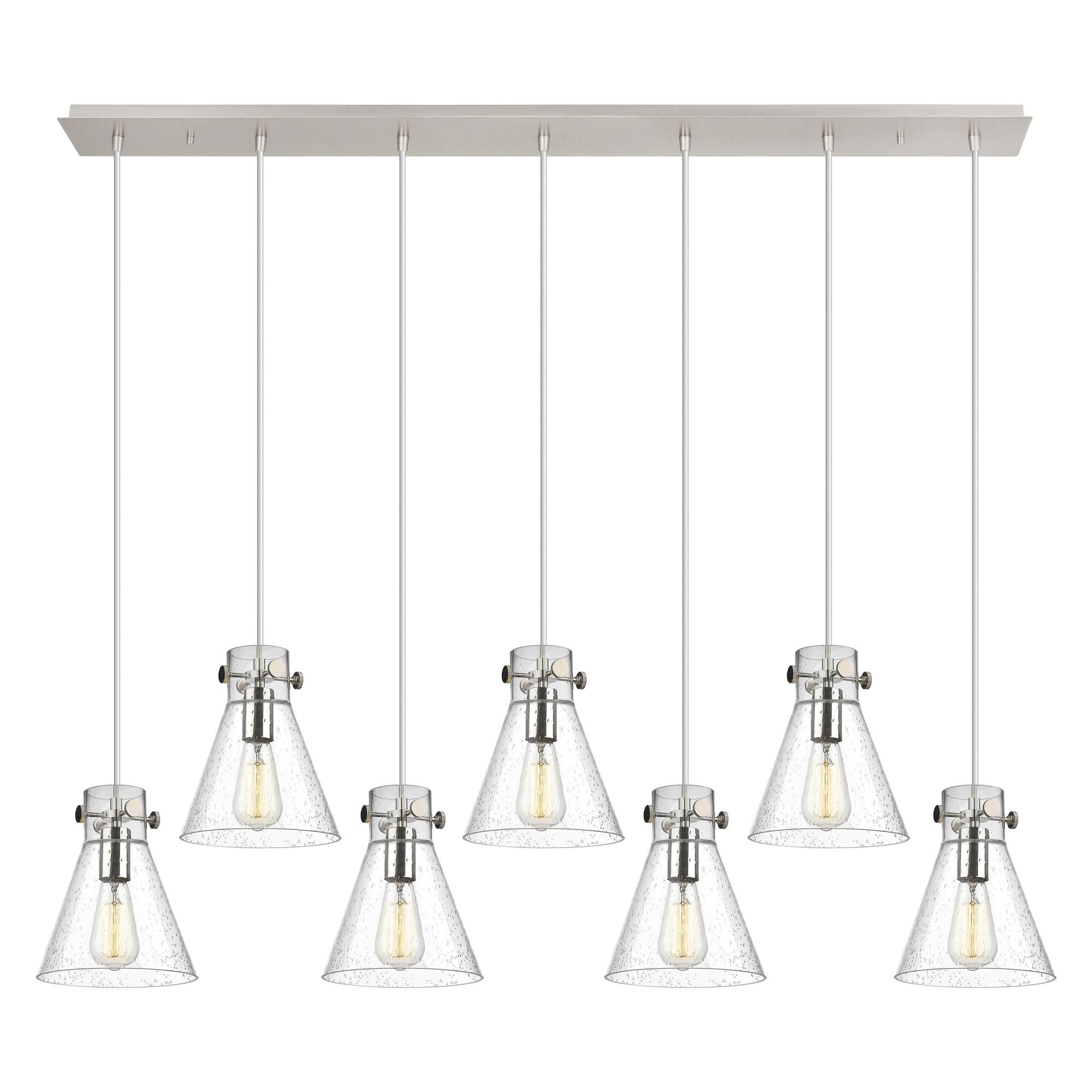 Shown in Polished Nickel finish and Seedy glass and Seedy Glass shade