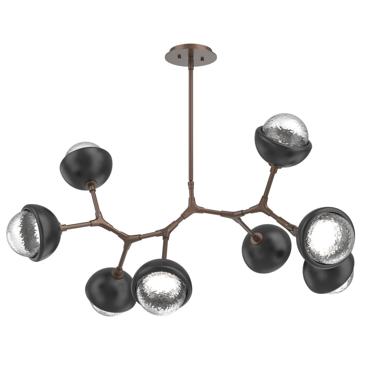 Shown in Burnished Bronze finish and Clear glass and Matte Black accent