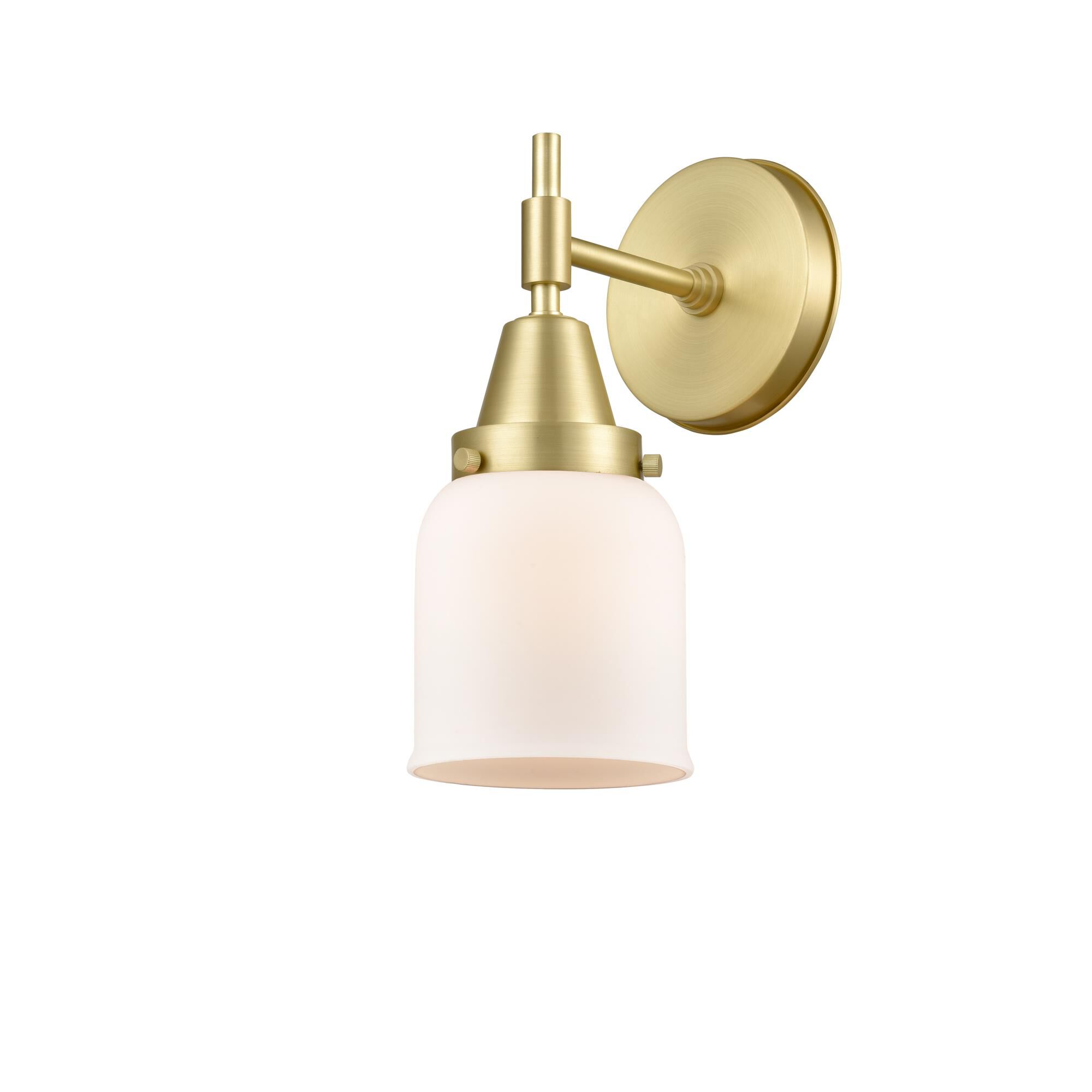 Shown in Satin Brass finish and Matte White Cased Large Cone glass