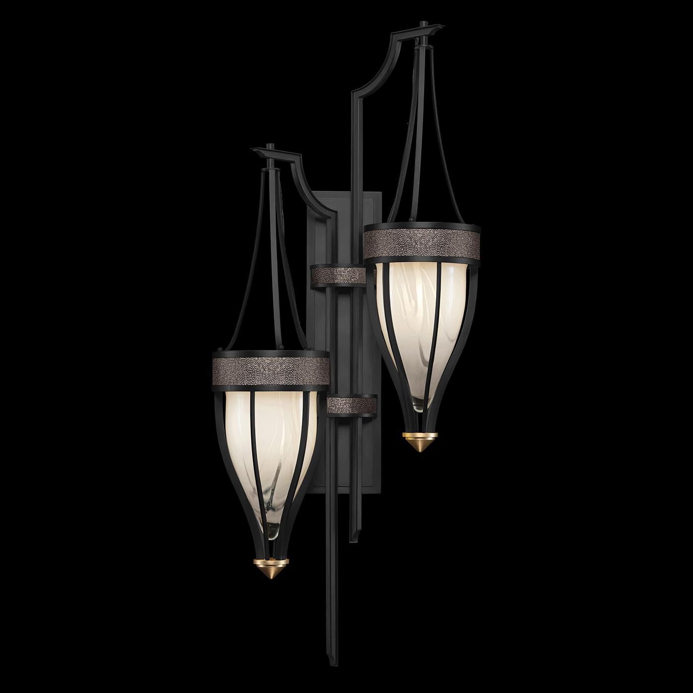 Shown in Black Iron and Brass  finish and Pebble accent