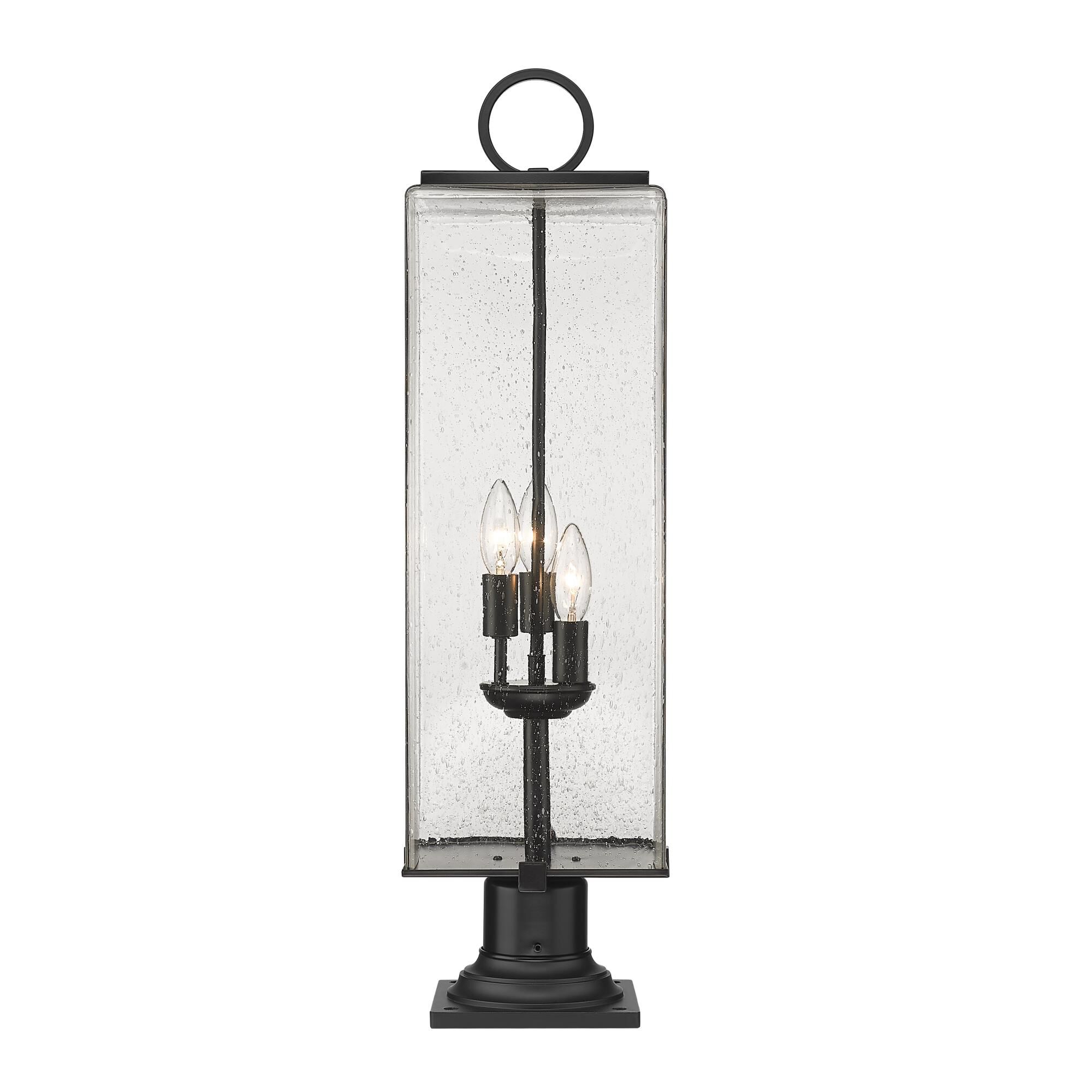 Shown in Black finish and Glass shade