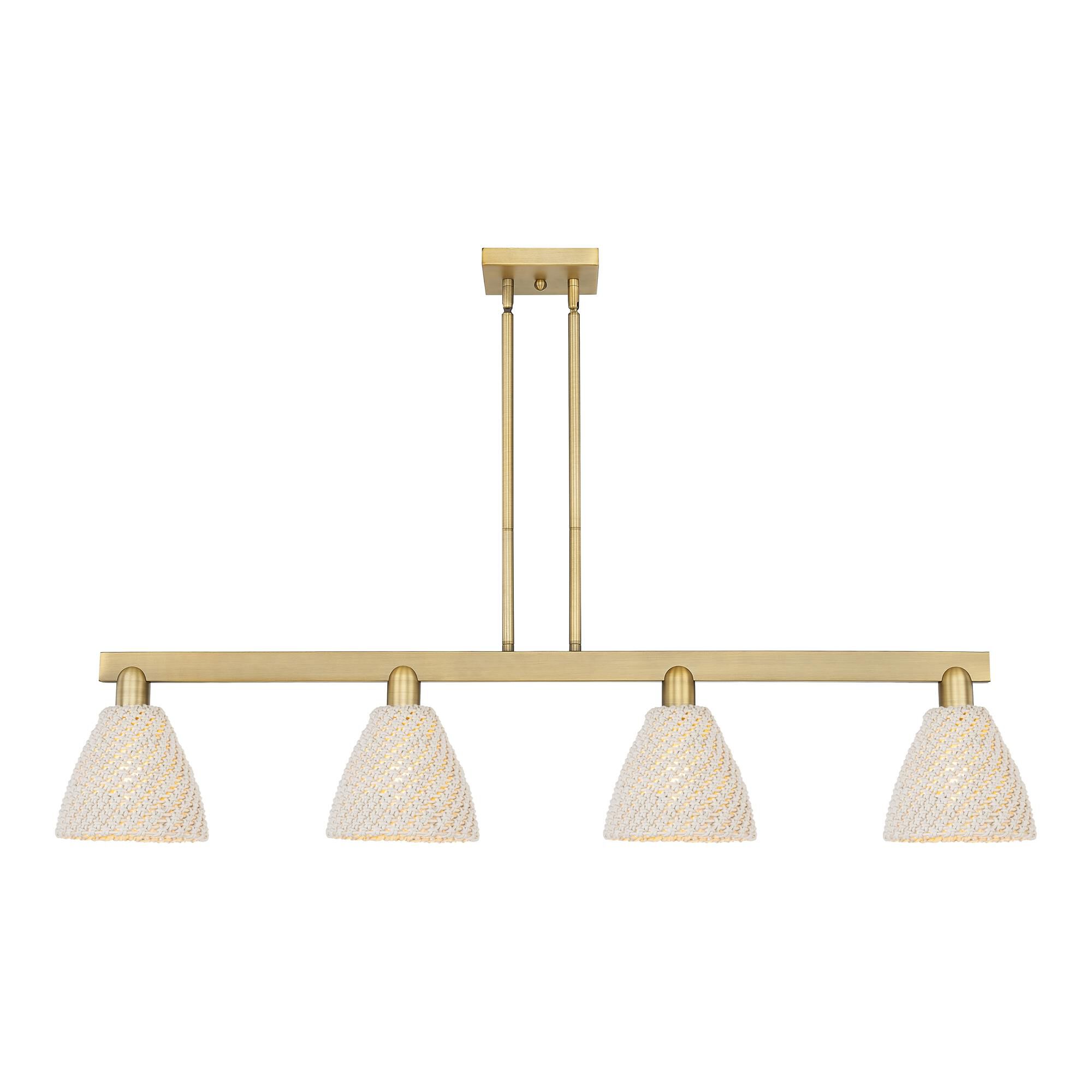 Shown in Brushed Brass finish and Natural shade