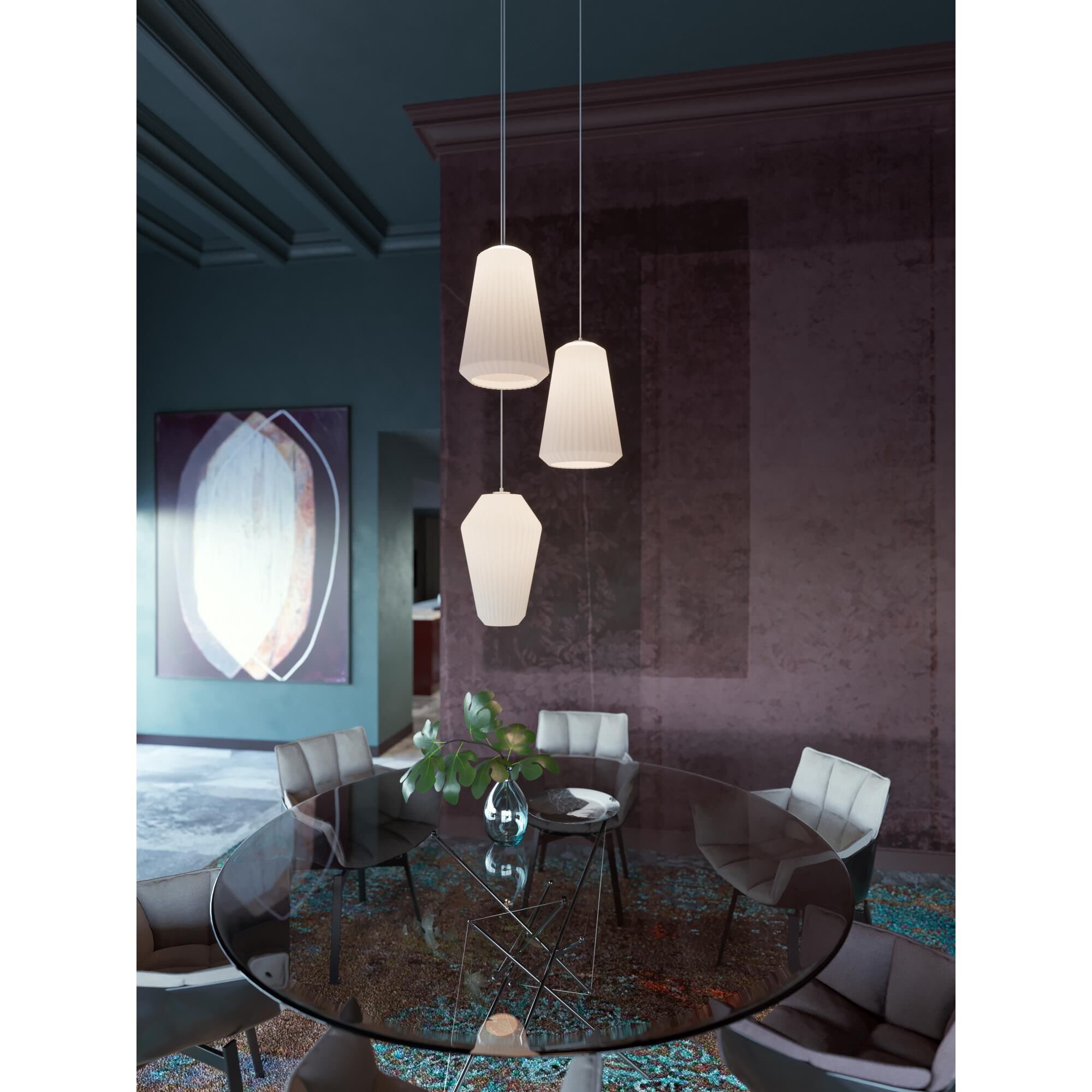 Shown in White finish and White glass and White Glass shade