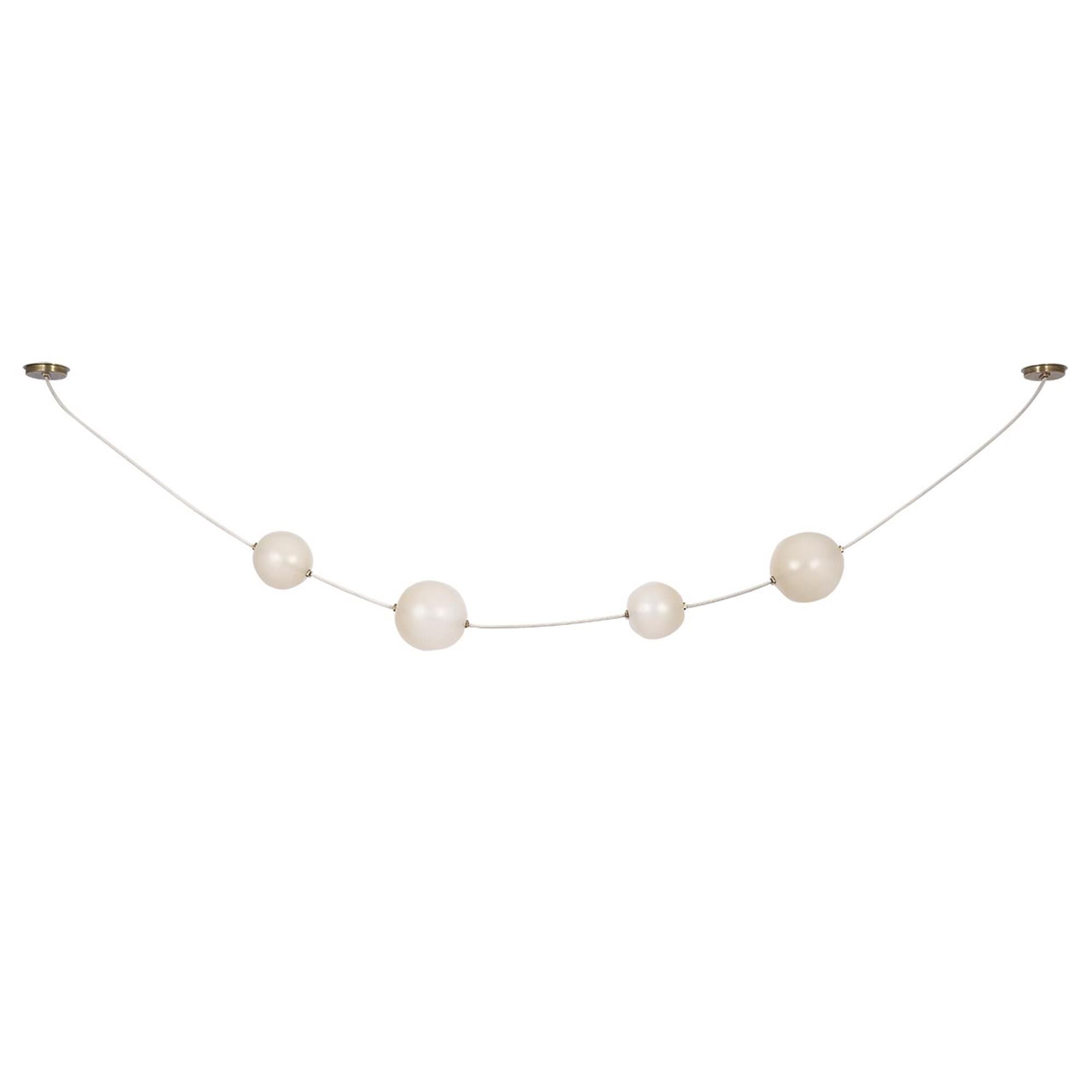 Shown in Bone Suede And Mottled Brass finish and Fizzy Nude glass