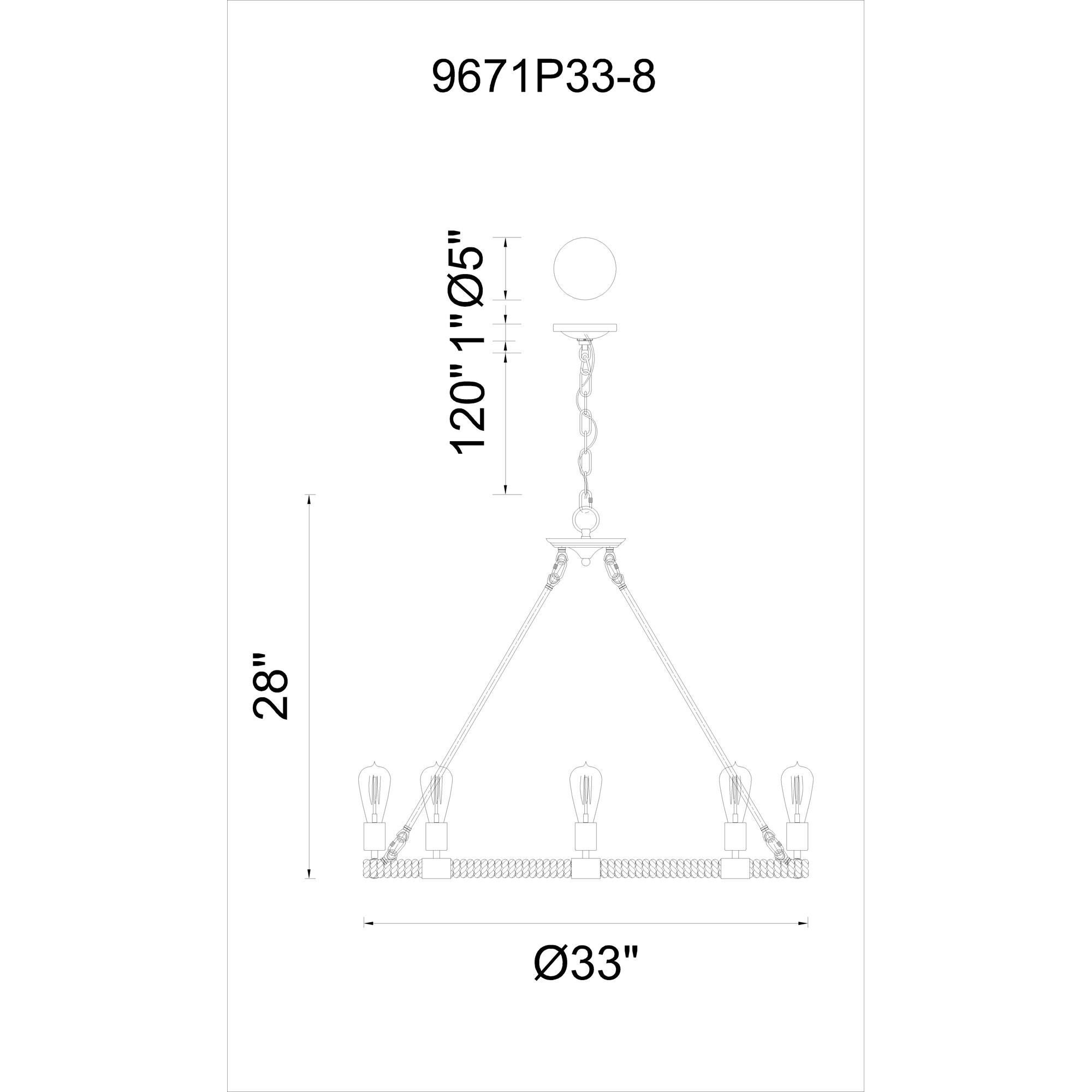 Ganges 33 Inch 8 Light Chandelier by CWI Lighting