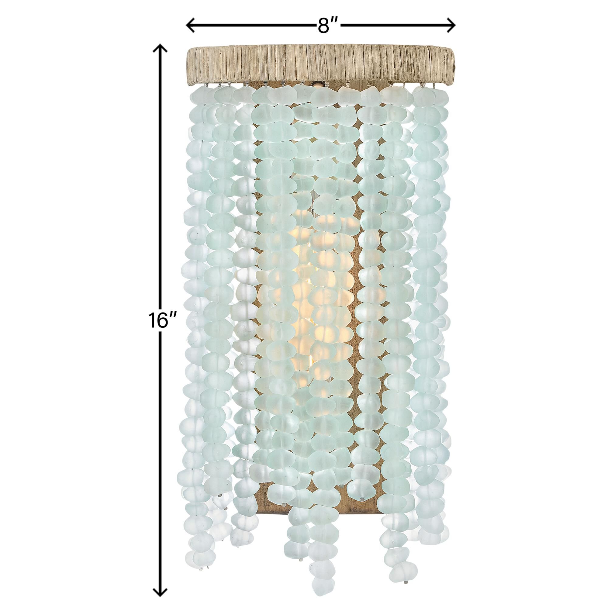 Shown in Burnished Gold finish and Blue Sea glass