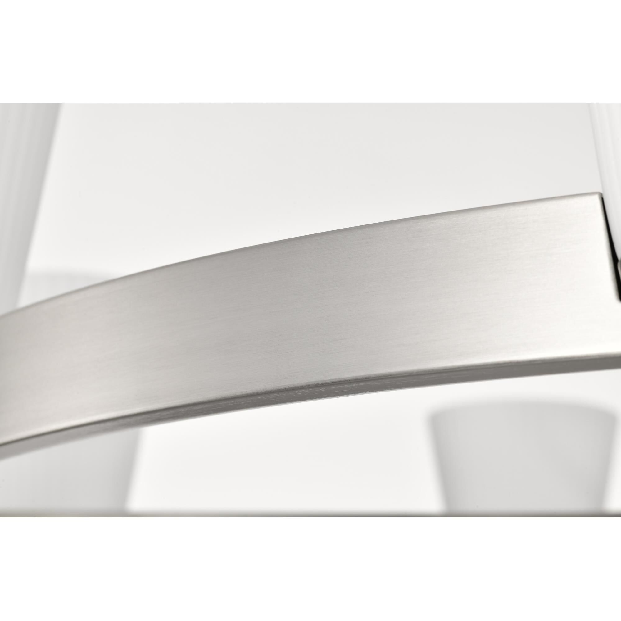 Shown in Brushed Nickel finish and Ribbed White glass