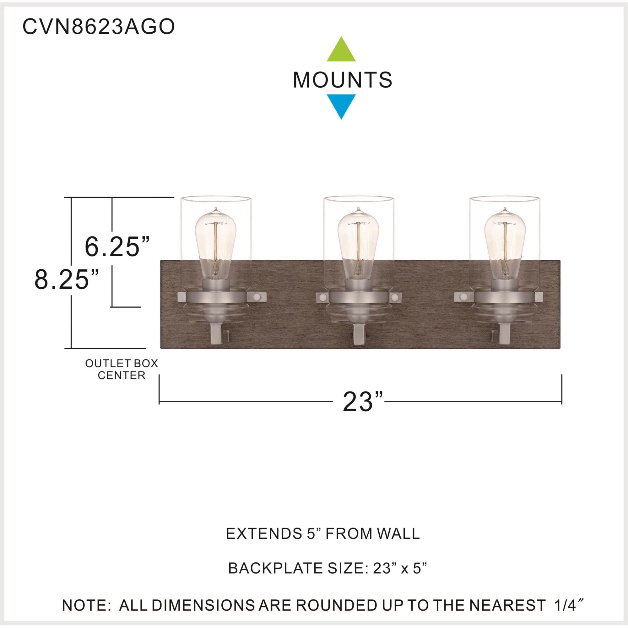 Craven 23 Inch 3 Light Bath Vanity Light by Quoizel