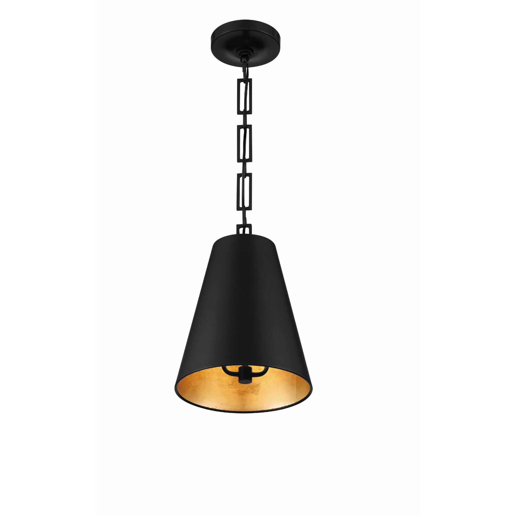 Shown in Matte Black + Antique Gold finish and Iron glass and Black shade