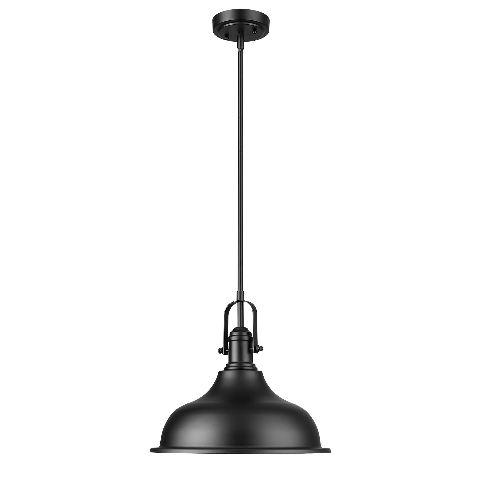 Shown in Matte Black finish and Matte Black glass and Matte Black Metal Dome Shaped shade