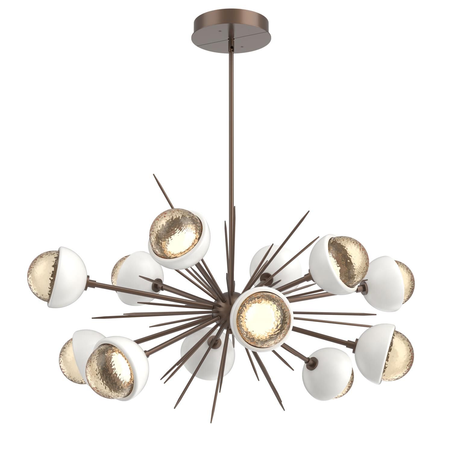 Shown in Burnished Bronze finish and Amber glass and Salt White accent