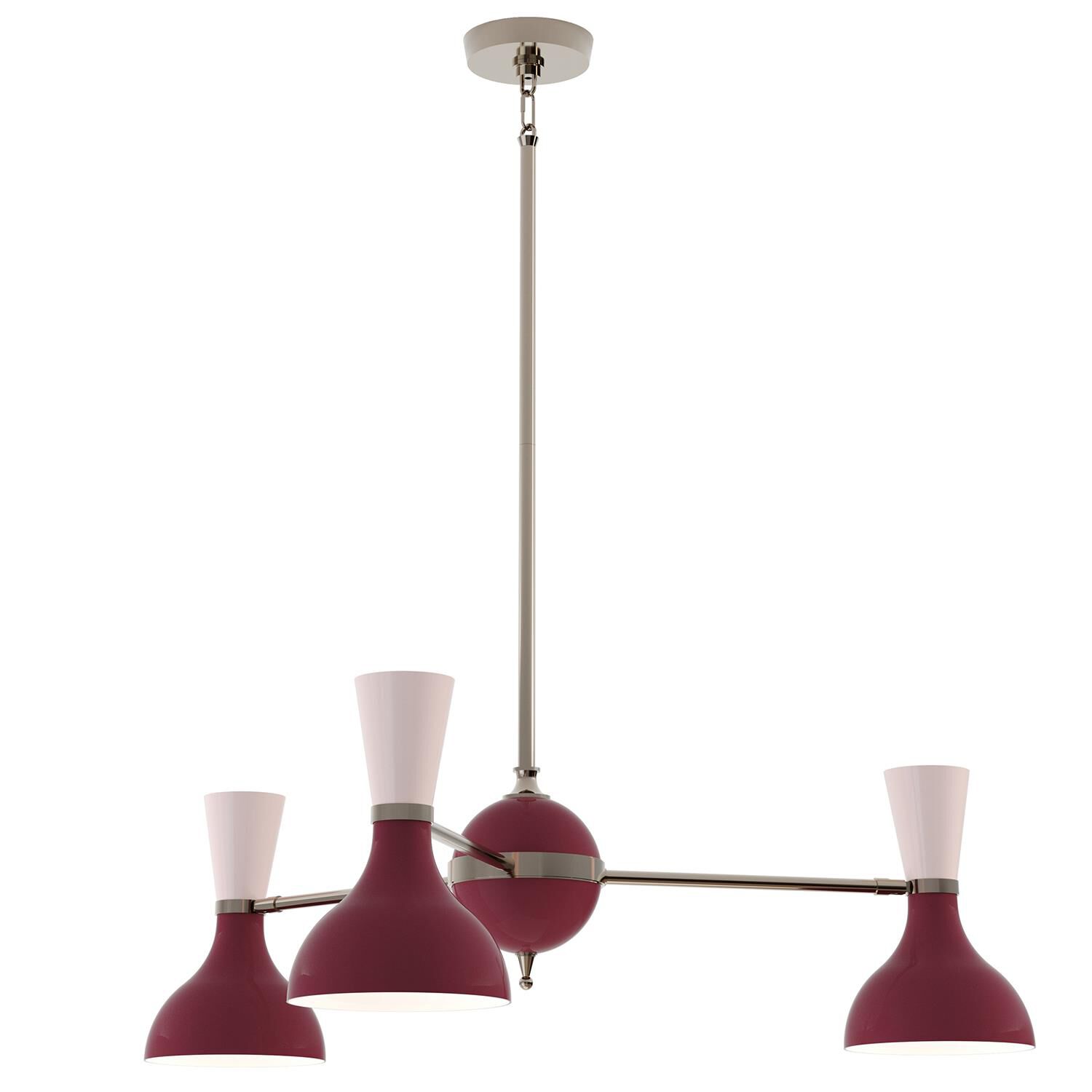 Shown in Polished Nickel finish and Sugar Plum and Rose Water shade