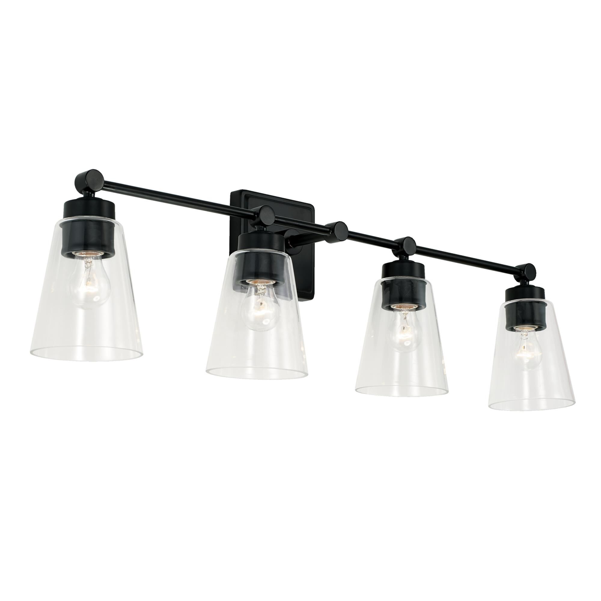 Shown in Matte Black finish and Clear glass