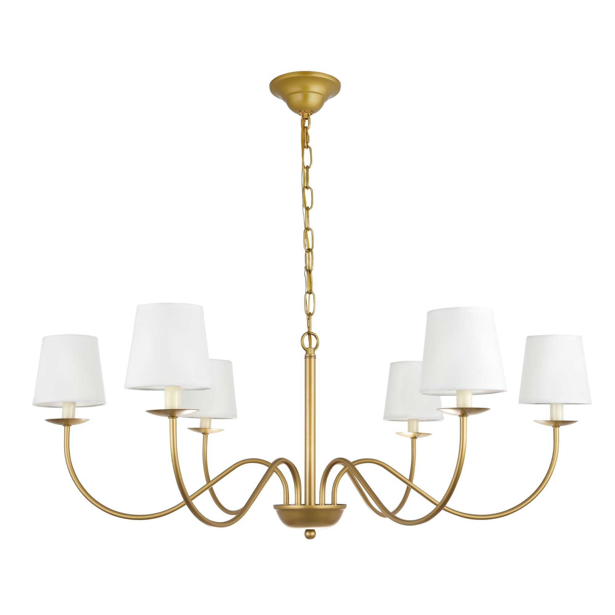 Shown in Brass finish and White Fabric shade