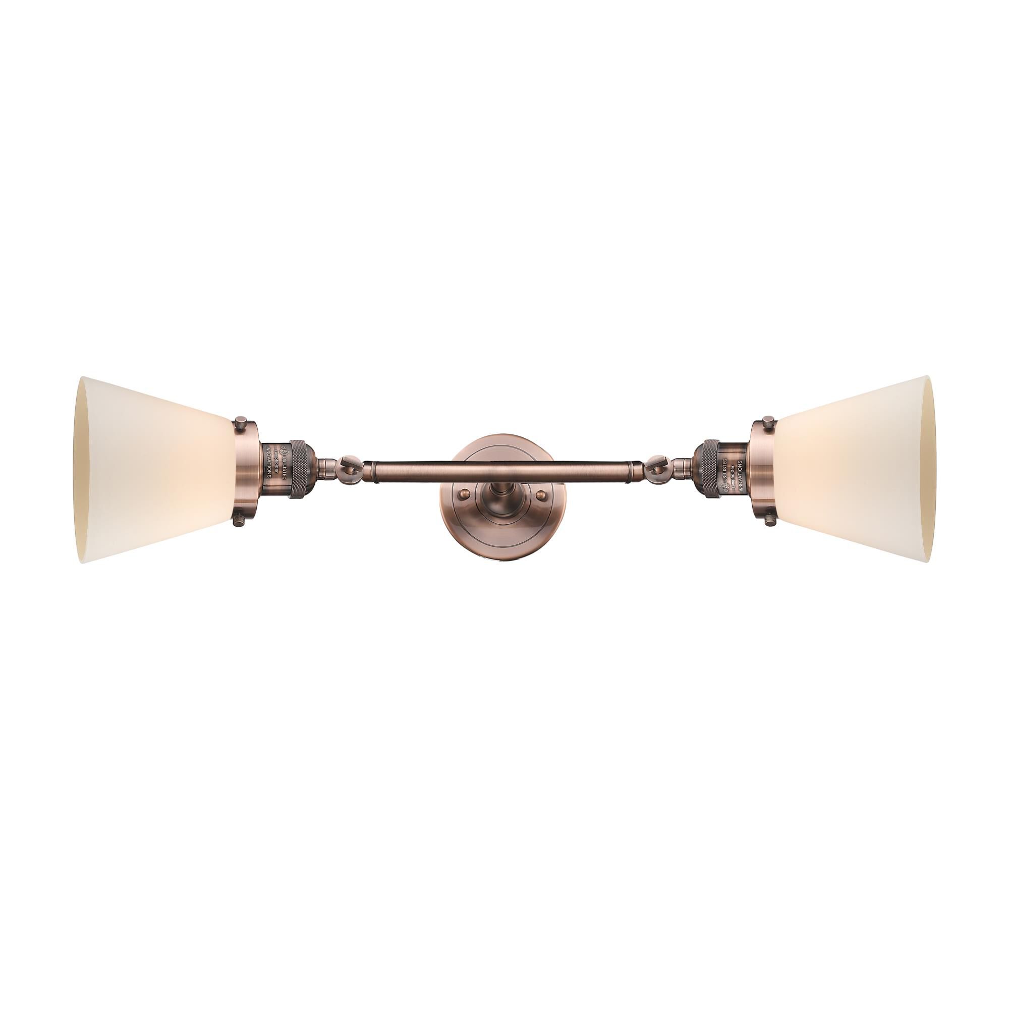 Shown in Antique Copper finish and Matte White Cased glass