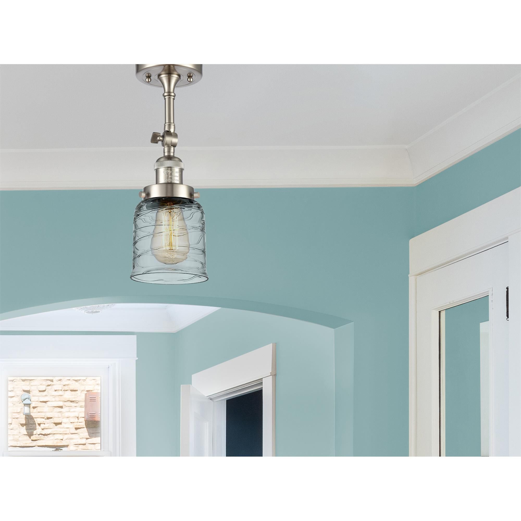 Shown in Brushed Satin Nickel finish and Clear glass