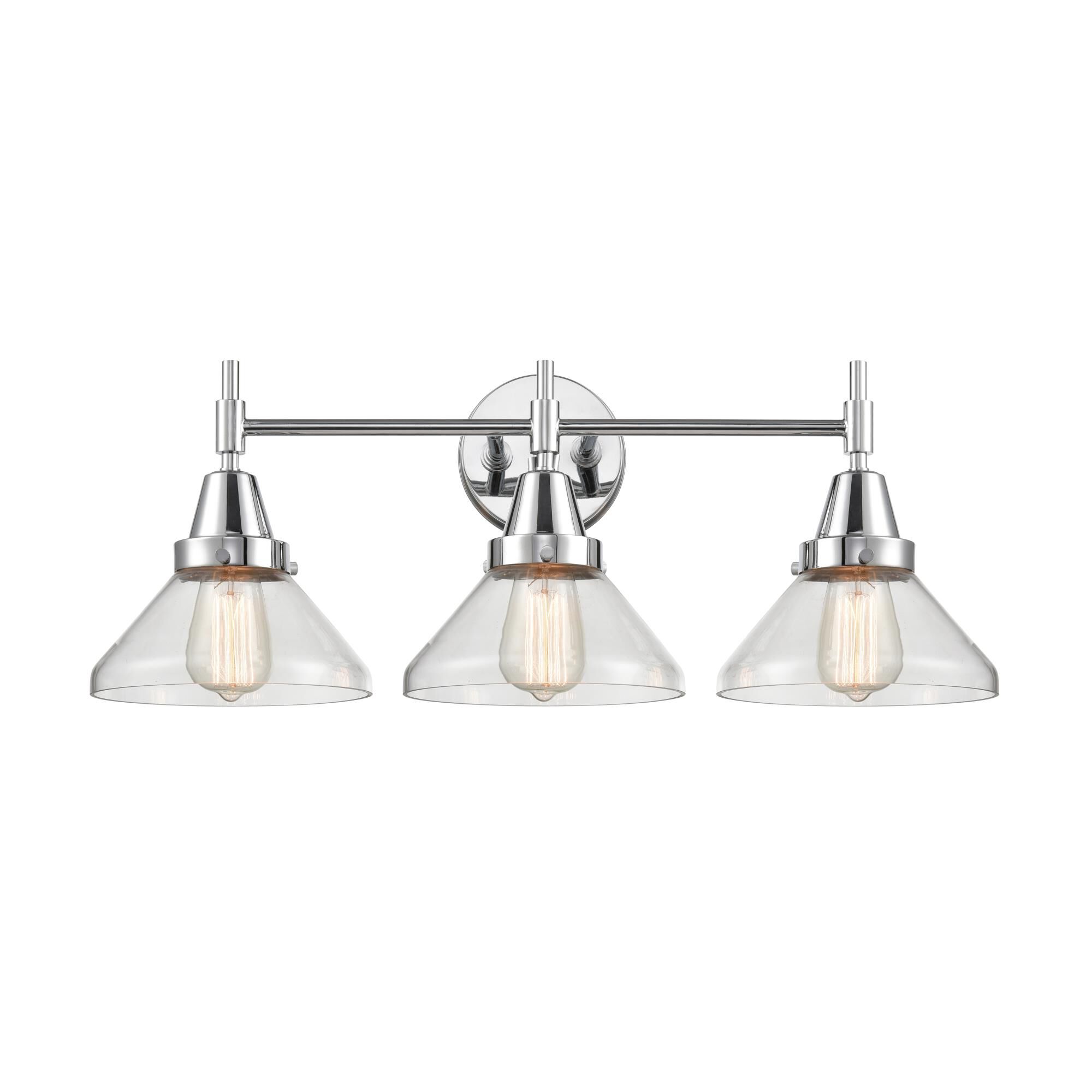 Shown in Polished Chrome finish and Clear Caden glass