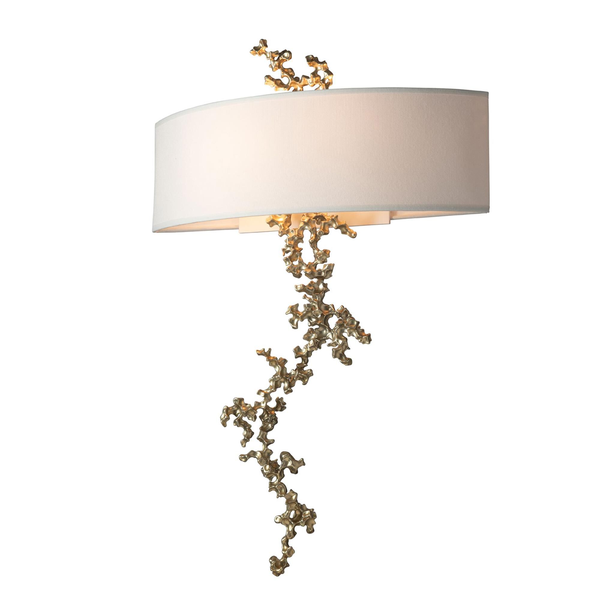 Shown in Modern Brass finish and Natural Anna shade