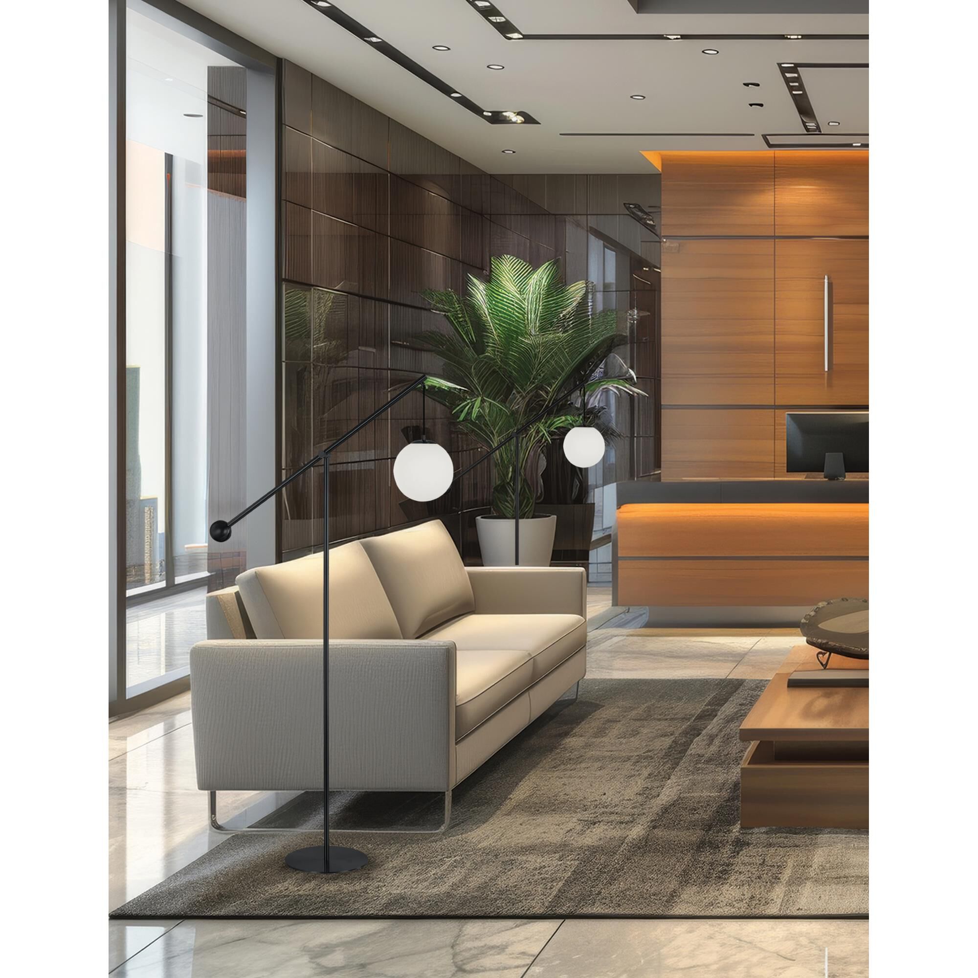 Shown in Matte Black and White finish and Opal White Globe glass