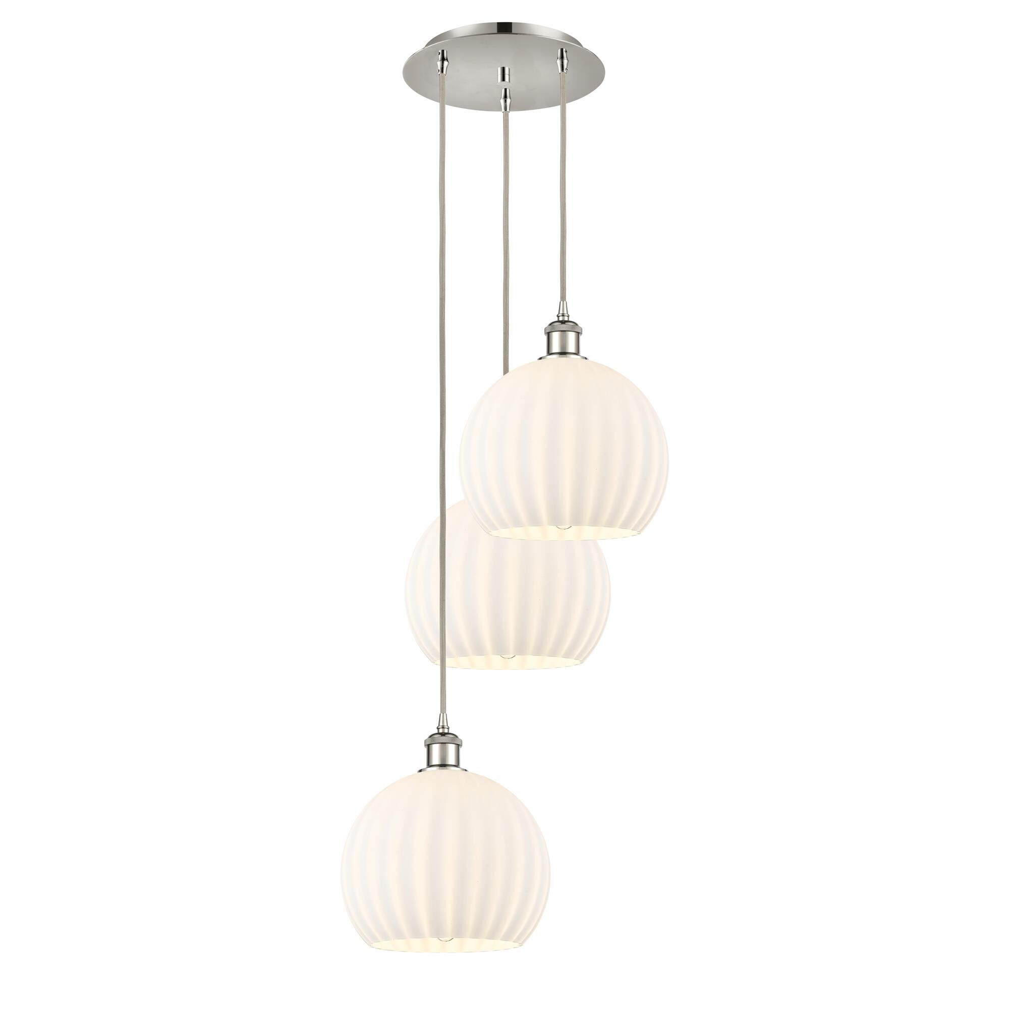 Shown in Polished Nickel finish and White Venetian glass