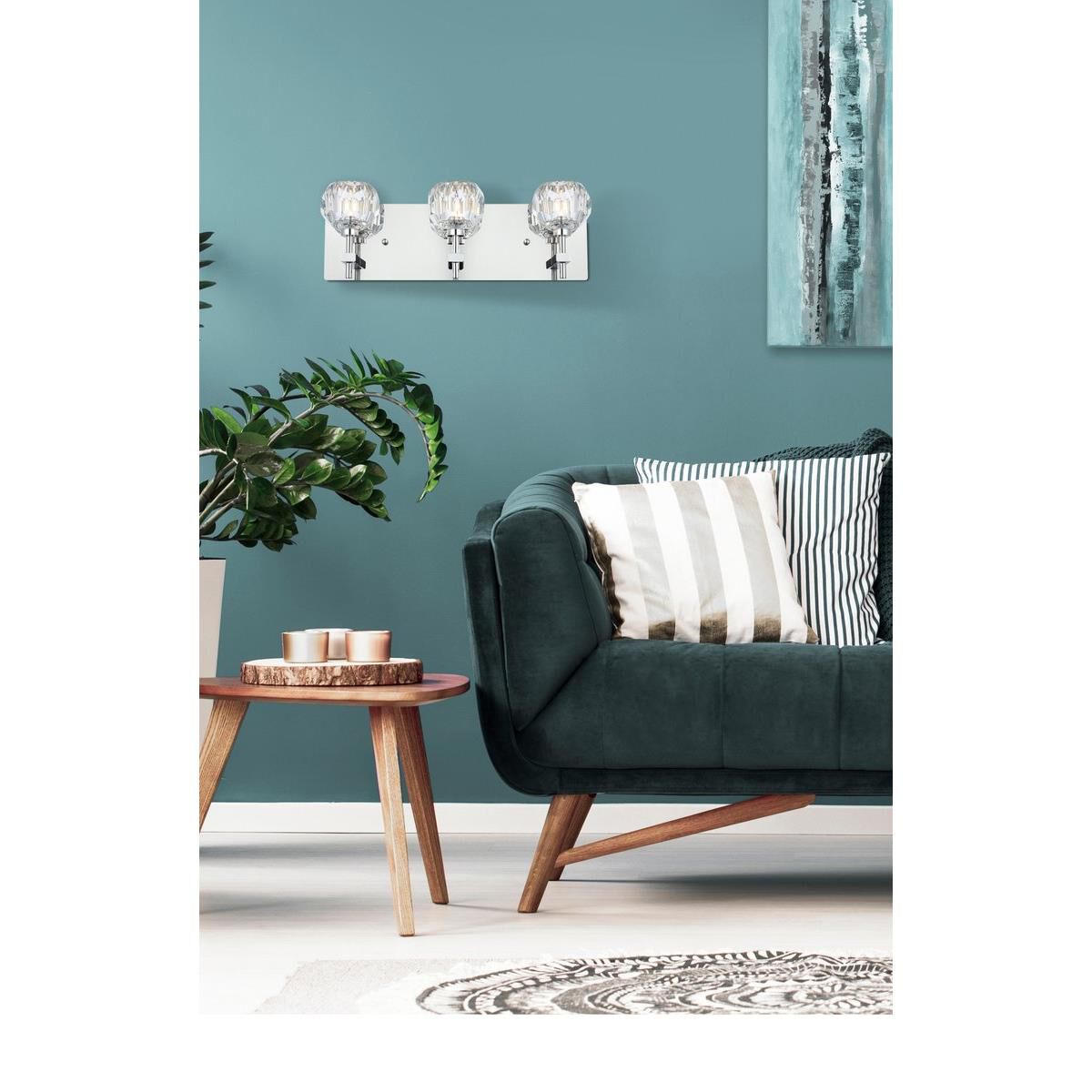 Shown in Chrome  finish and RC Clear crystal and Clear glass