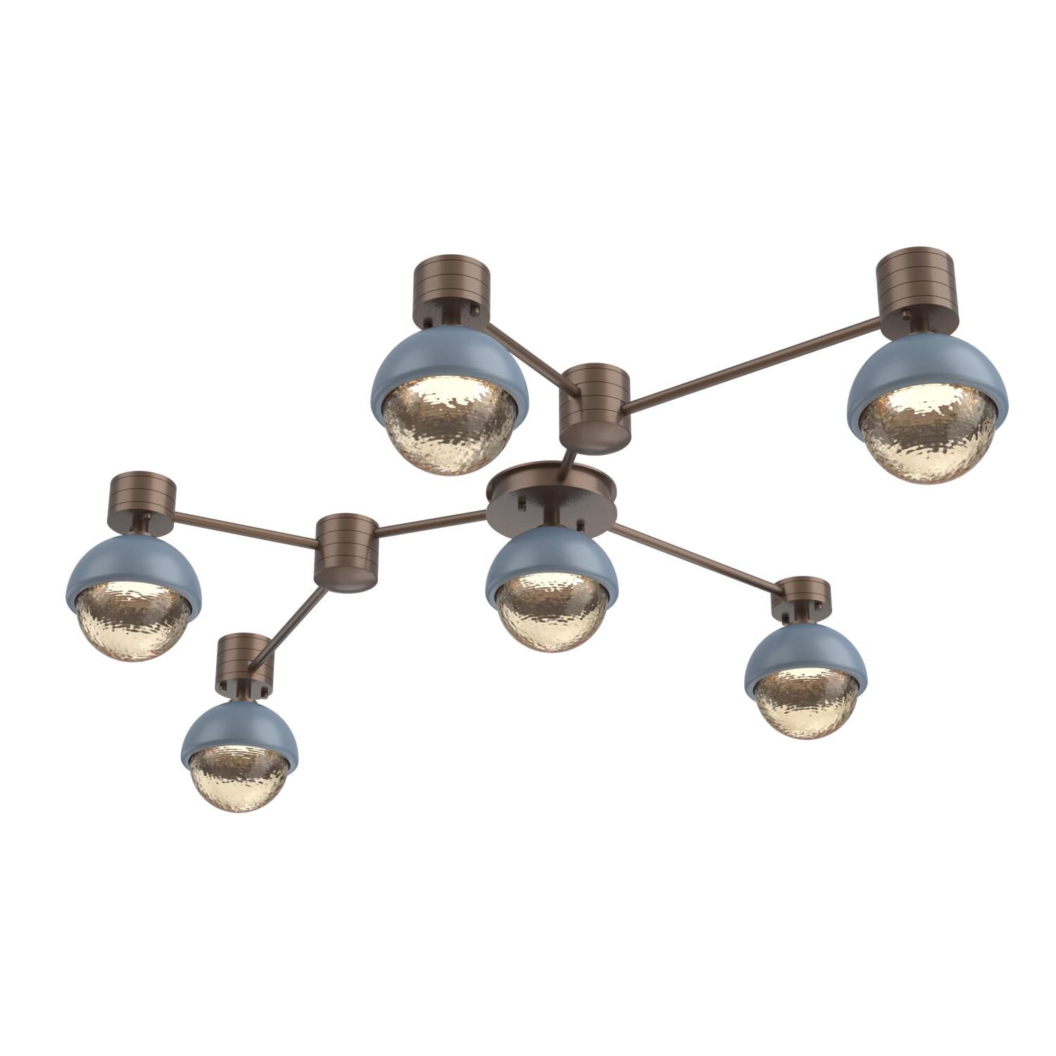 Shown in Burnished Bronze finish and Amber glass and Poppy Blue accent