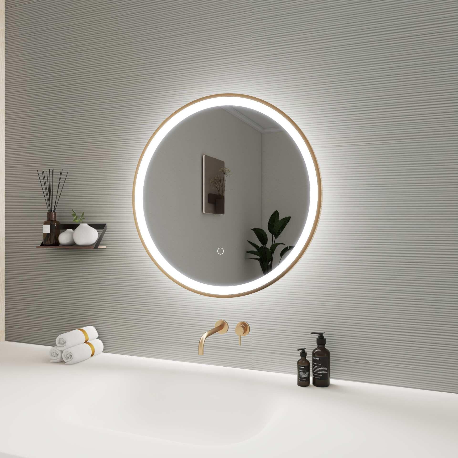 Harmoni 24 Inch Round LED Lighted Mirror by Elegant Decor