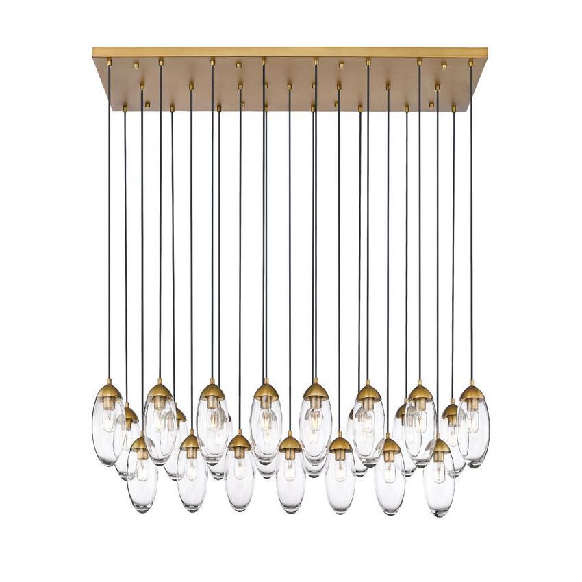 Shown in Rubbed Brass finish and Clear glass