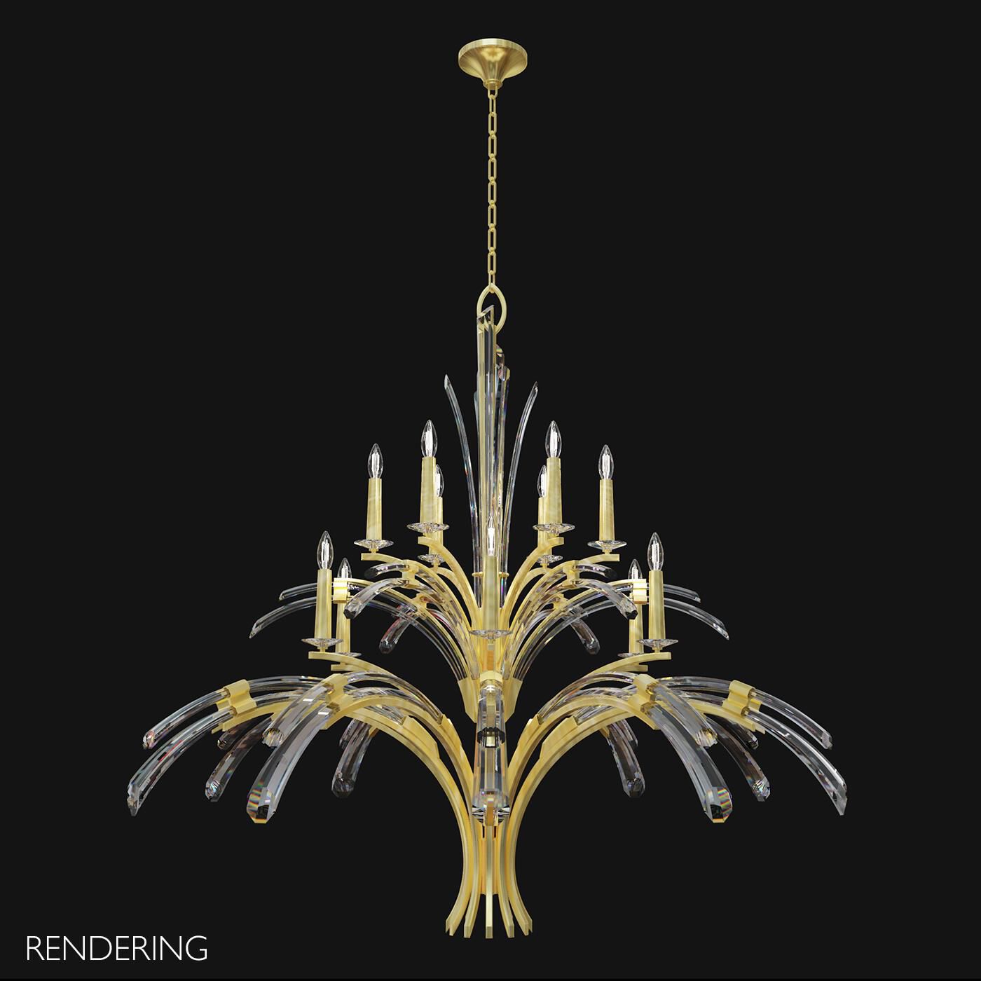 Shown in Gold finish and True crystal and False glass