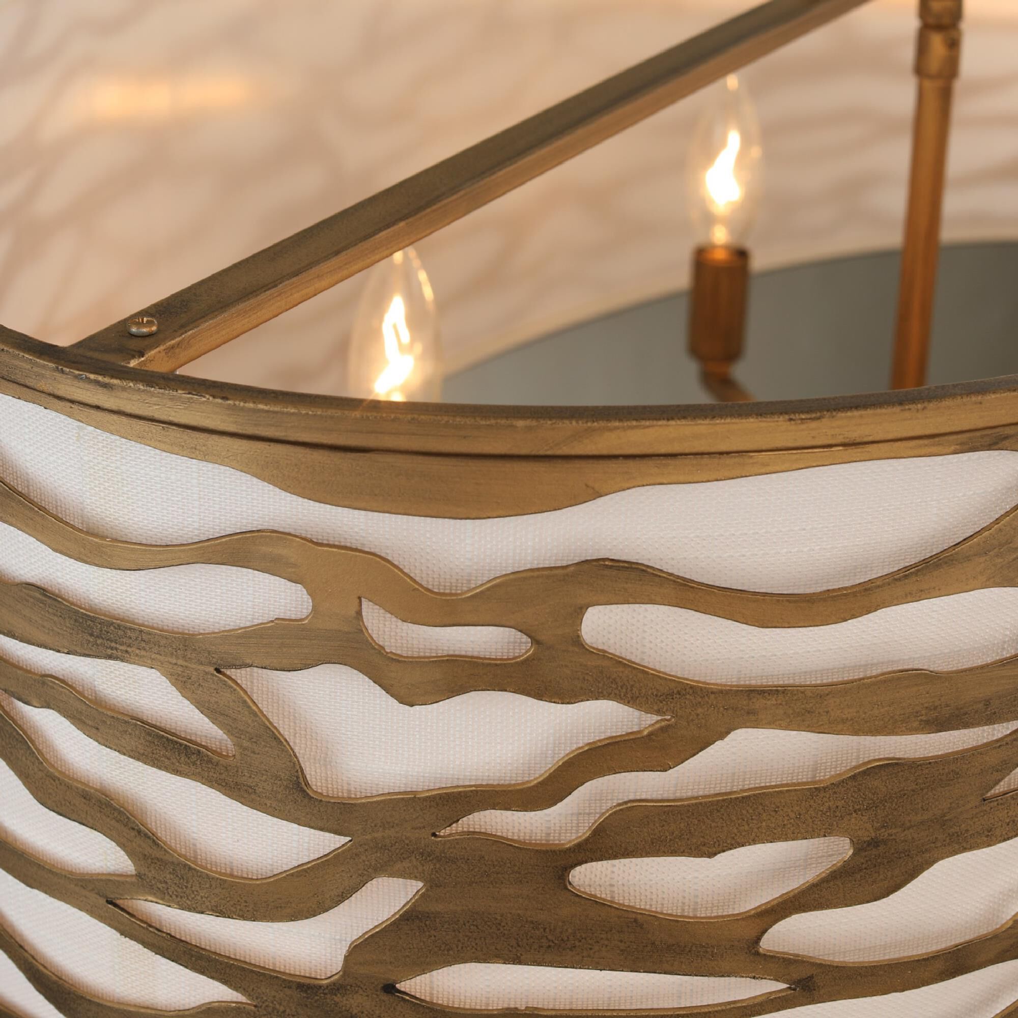 Shown in Havana Gold finish and Bone Linen shade