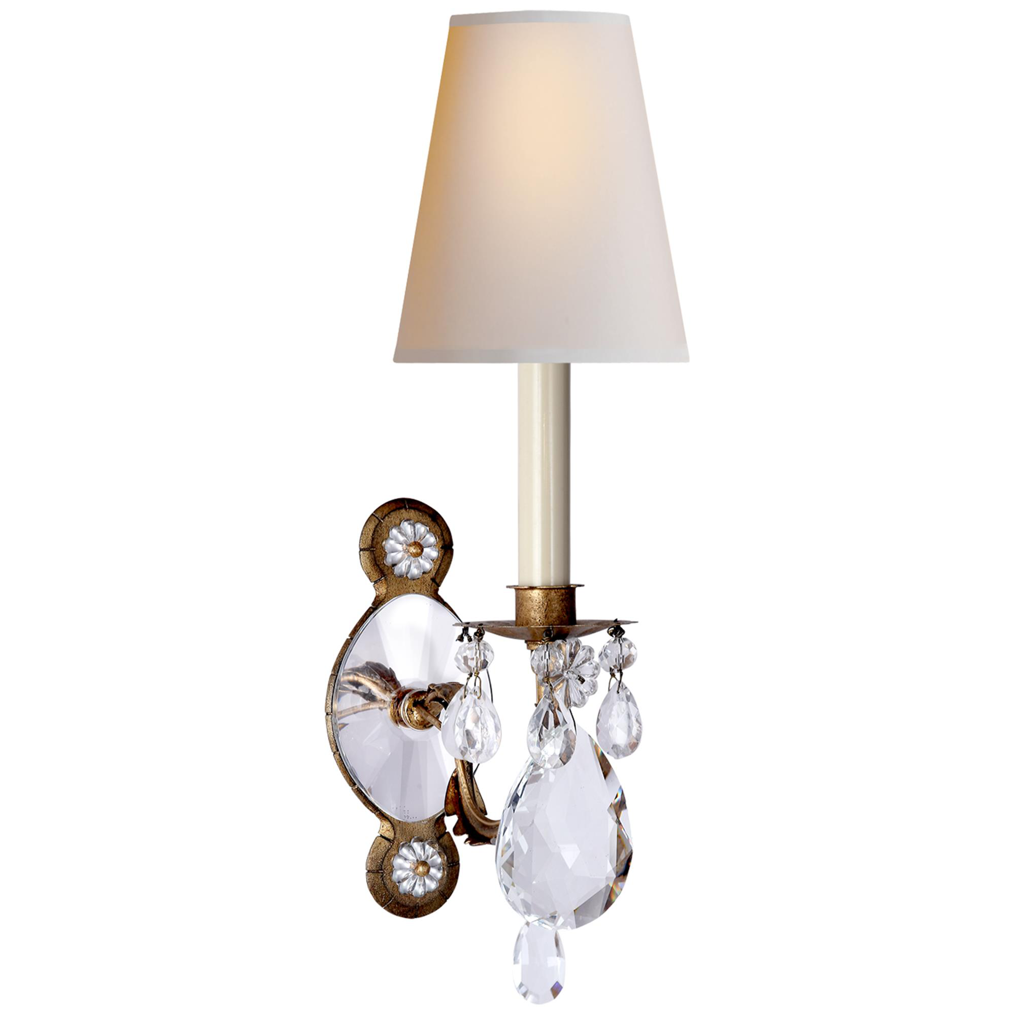 Shown in Gilded Iron And Crystal finish and Natural Percale shade