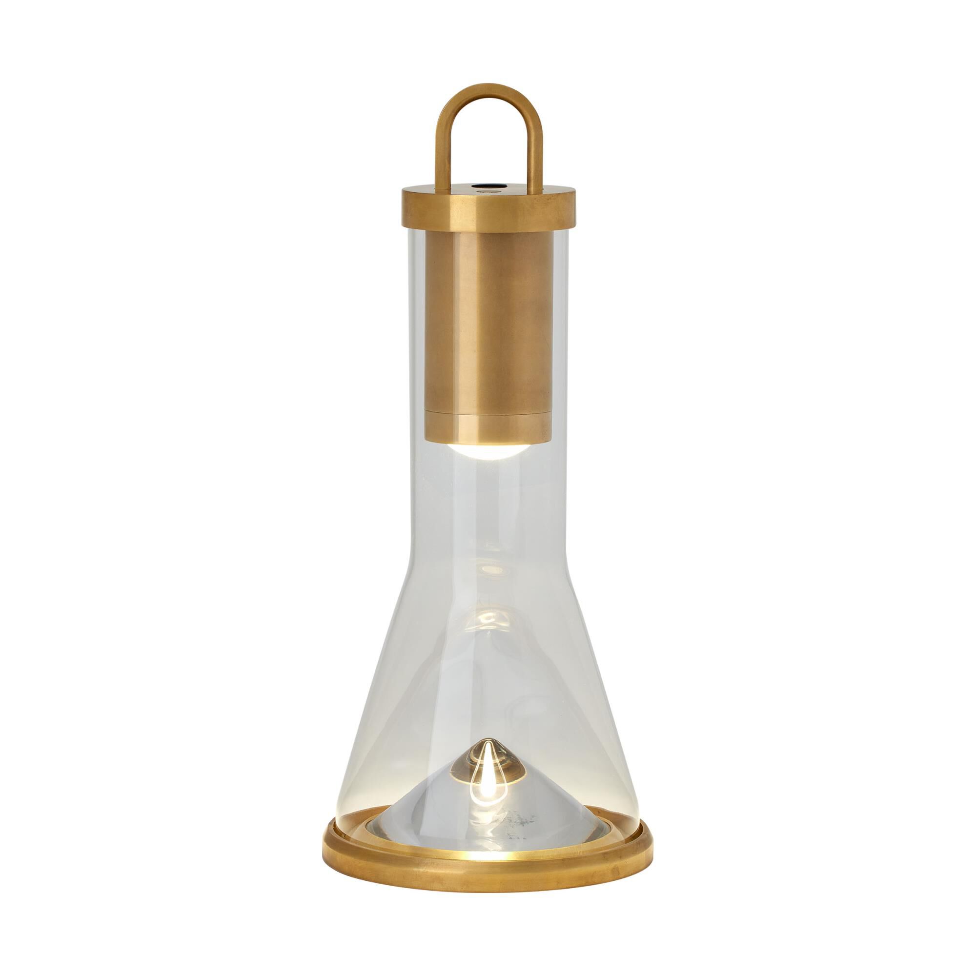 Shown in Natural Brass finish and Clear glass