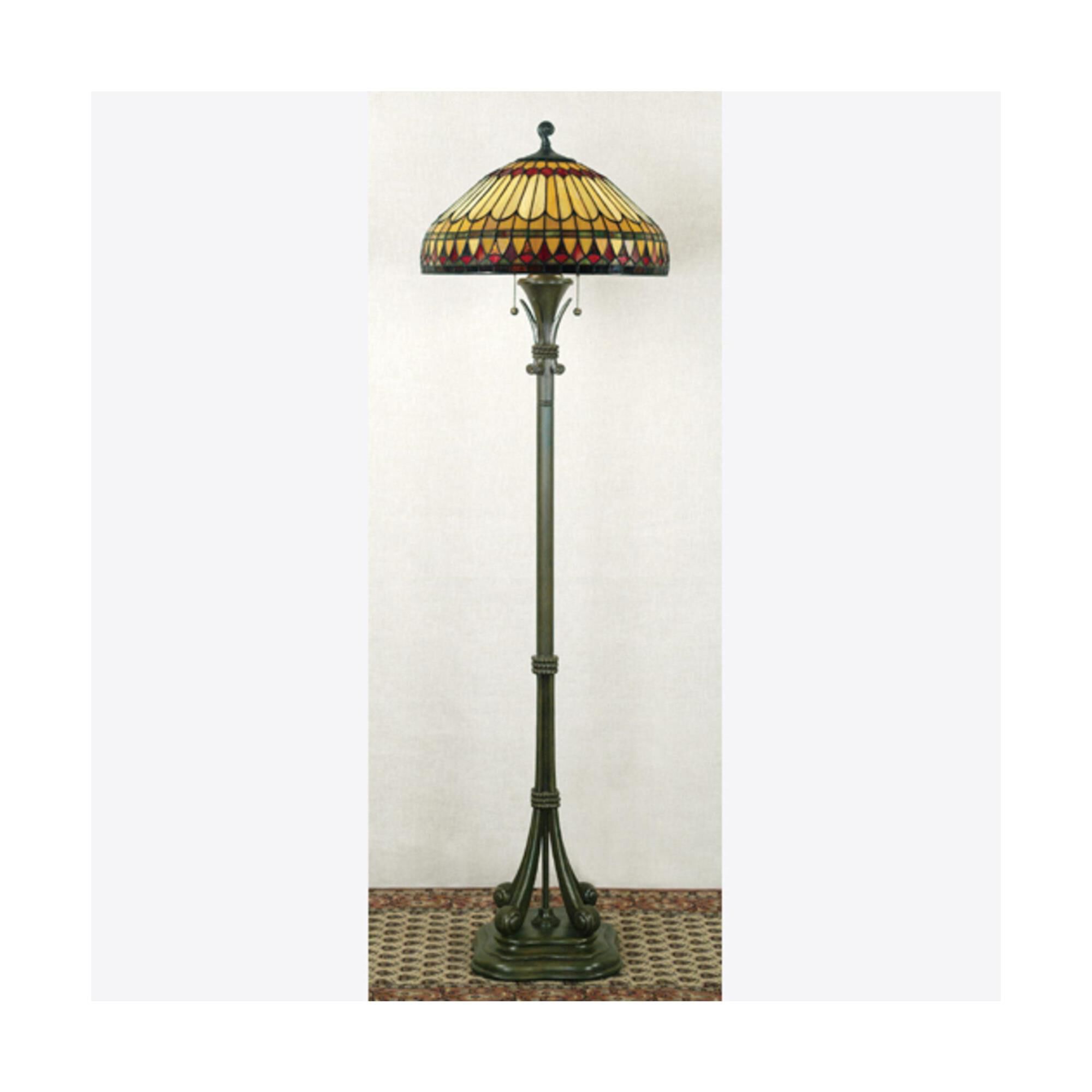 Shown in Brushed Bullion finish and Tiffany glass