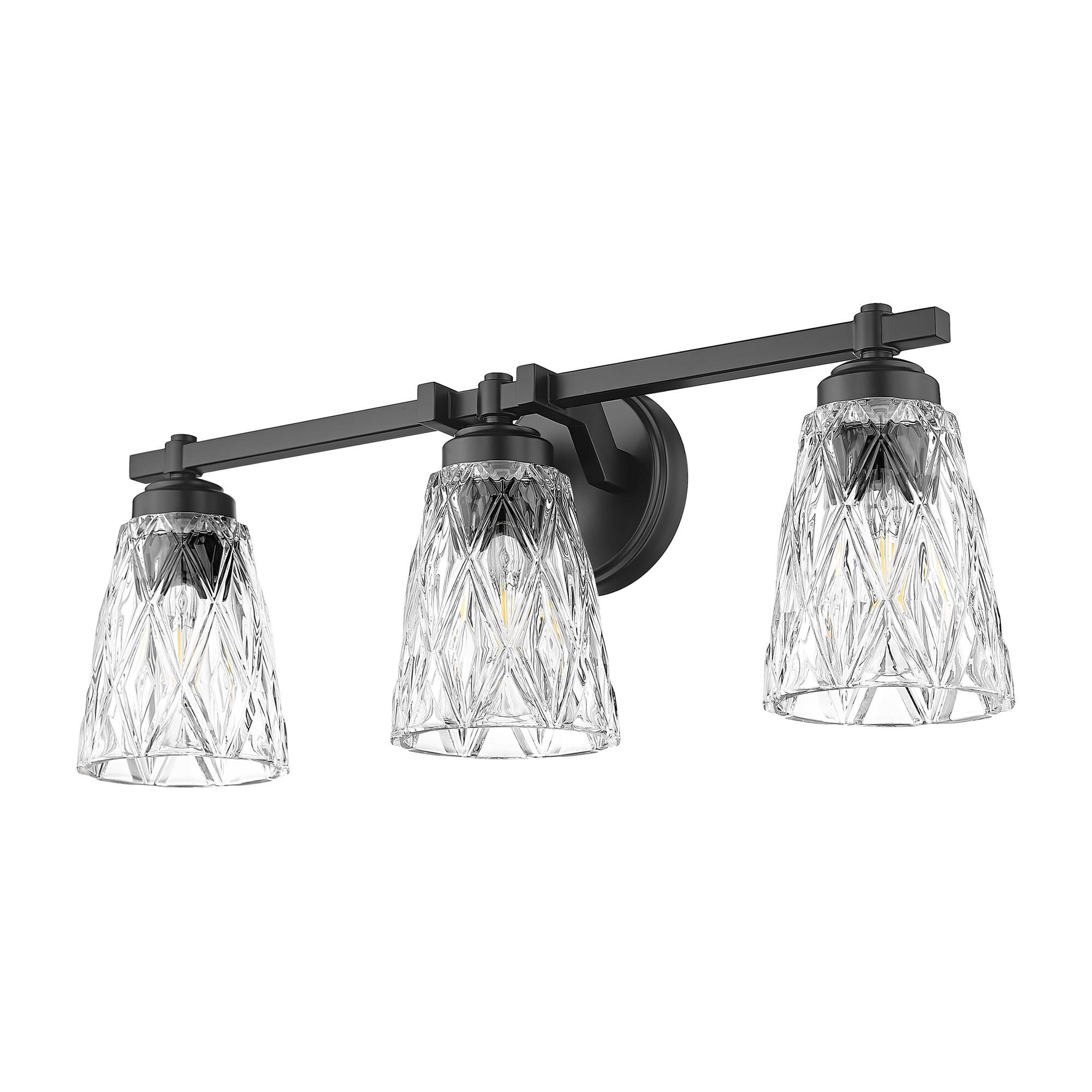 Shown in Matte Black finish and Clear glass