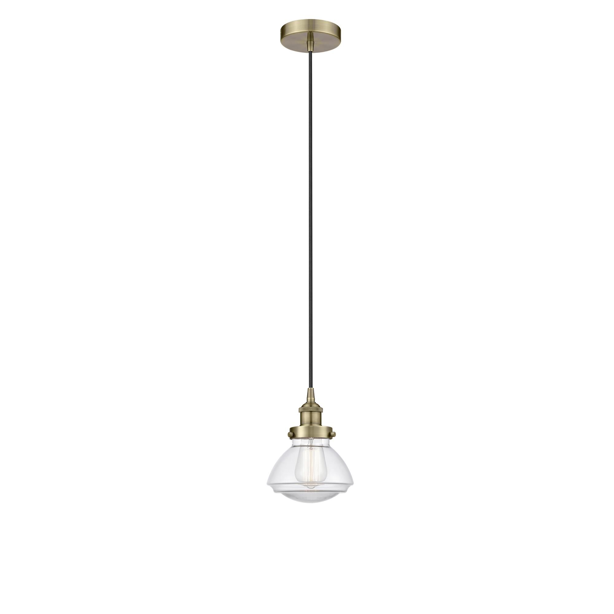 Shown in Antique Brass finish and Clear glass