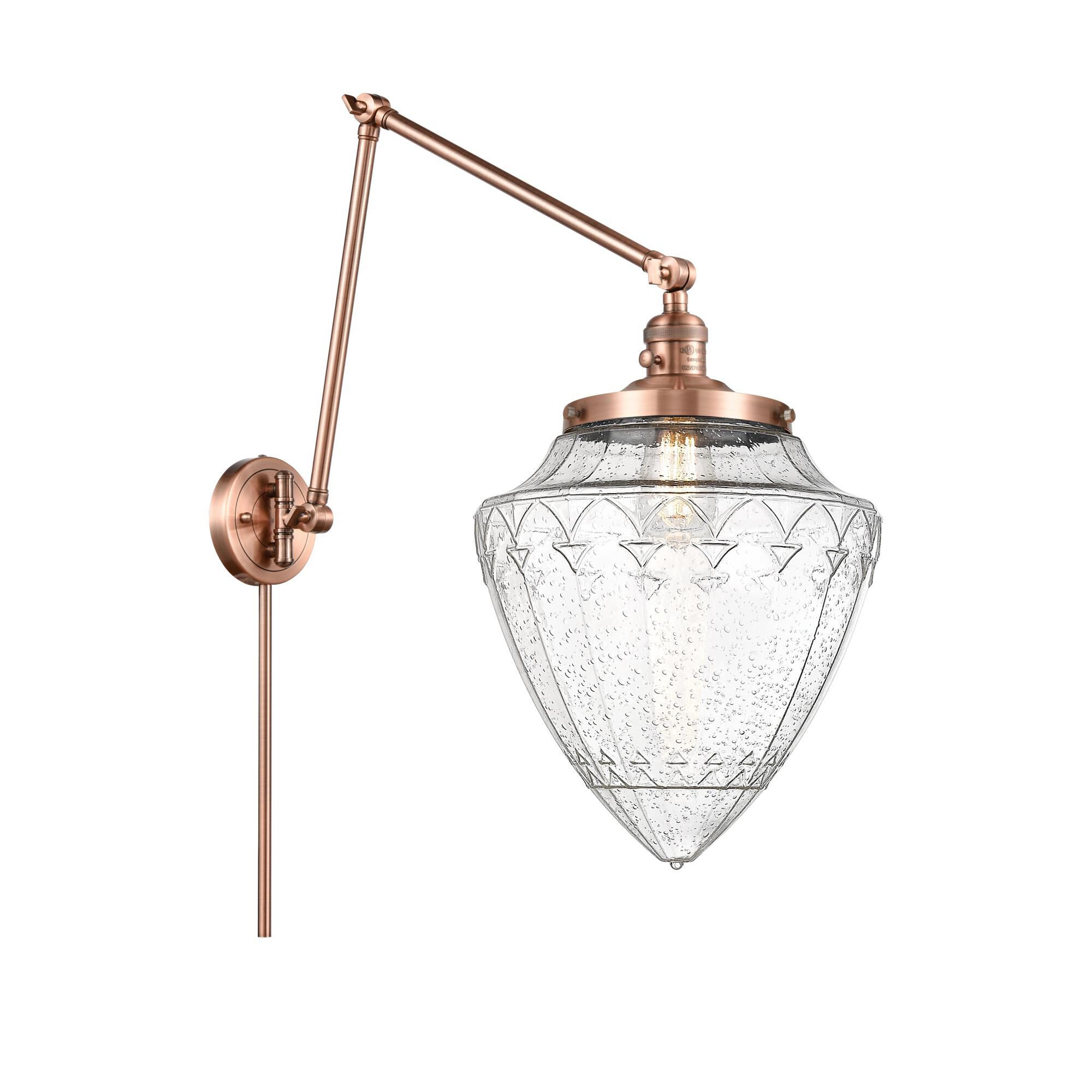 Shown in Antique Copper finish and Seedy glass