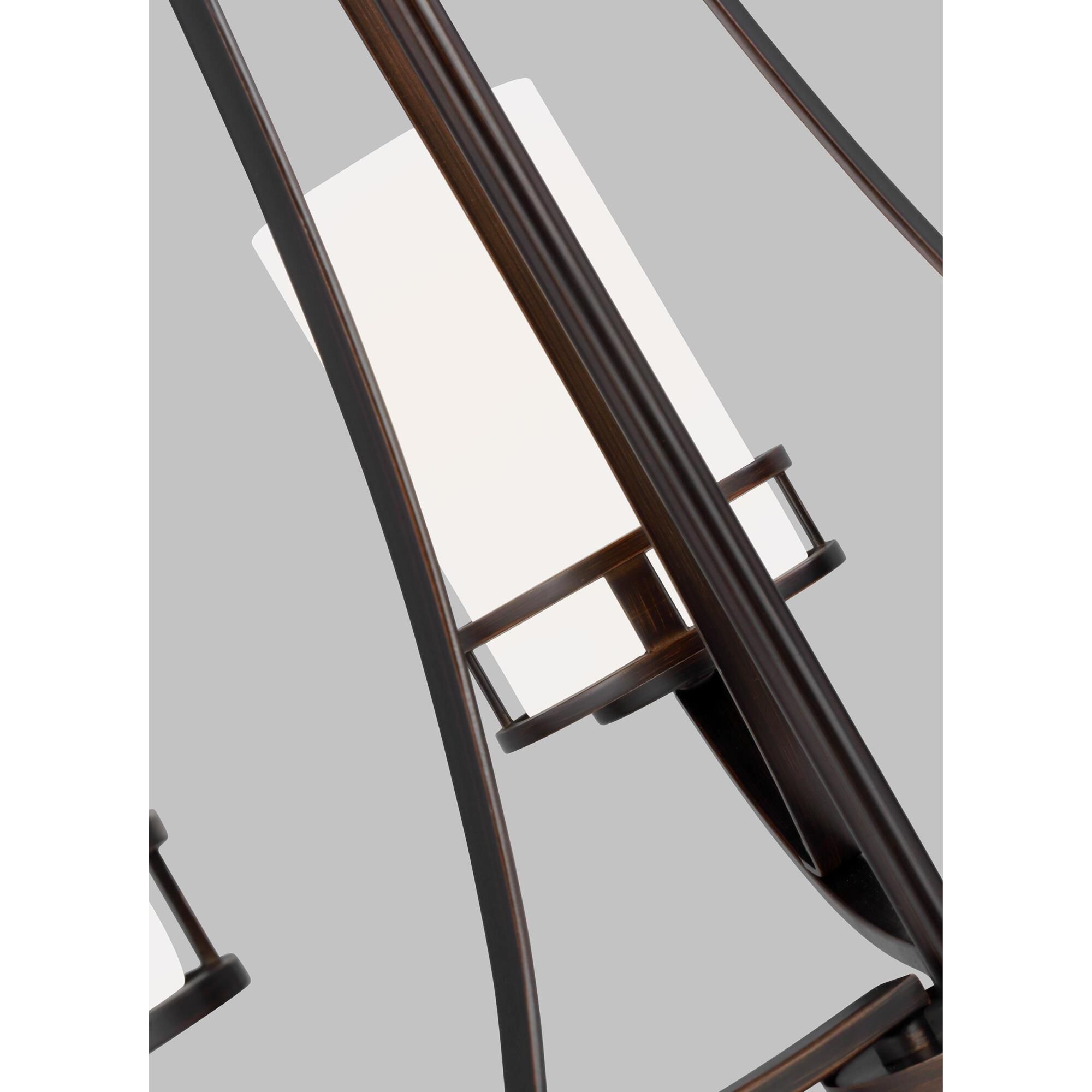 Shown in Bronze finish and Etched / White Inside glass