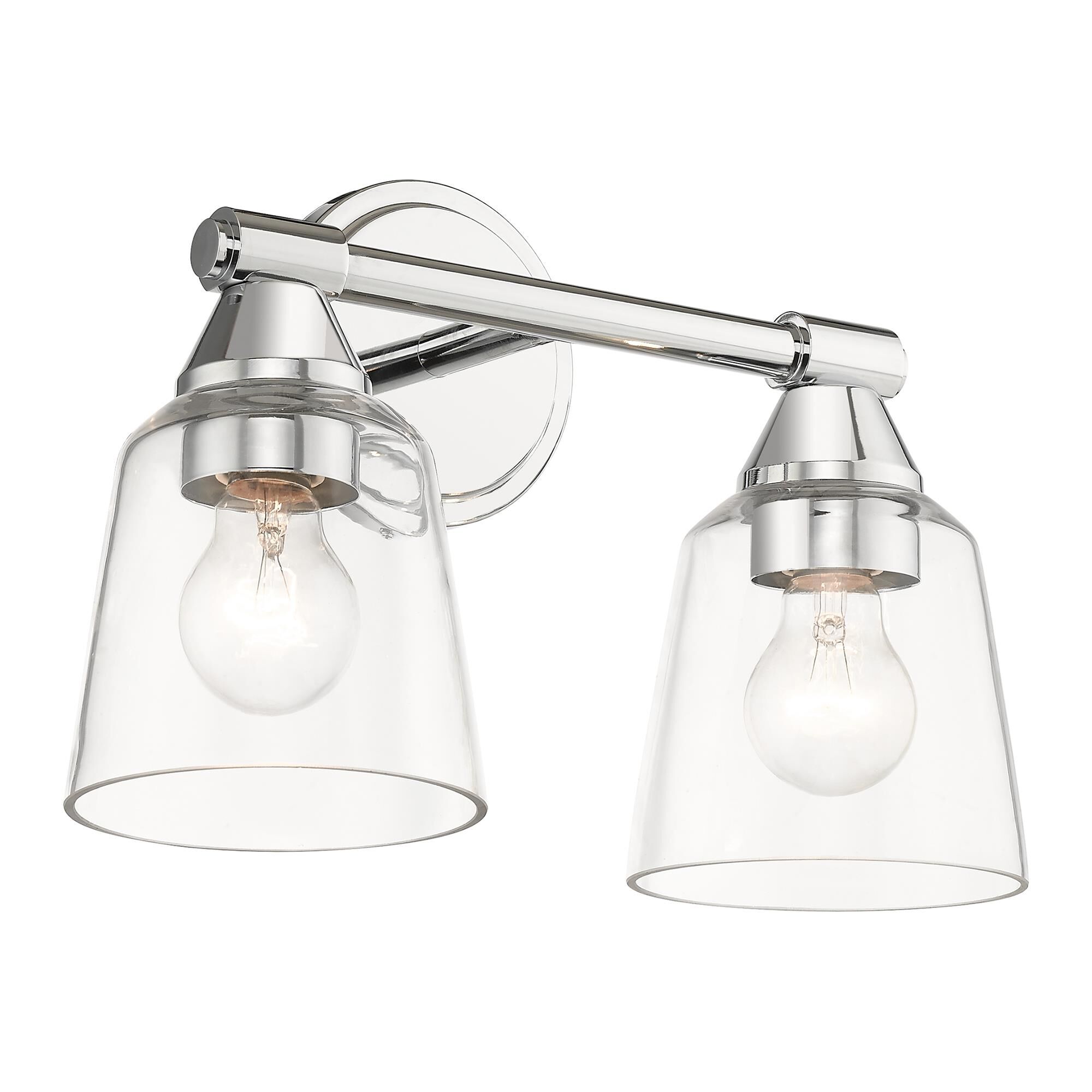 Shown in Polished Chrome finish and Hand Blown Clear  glass