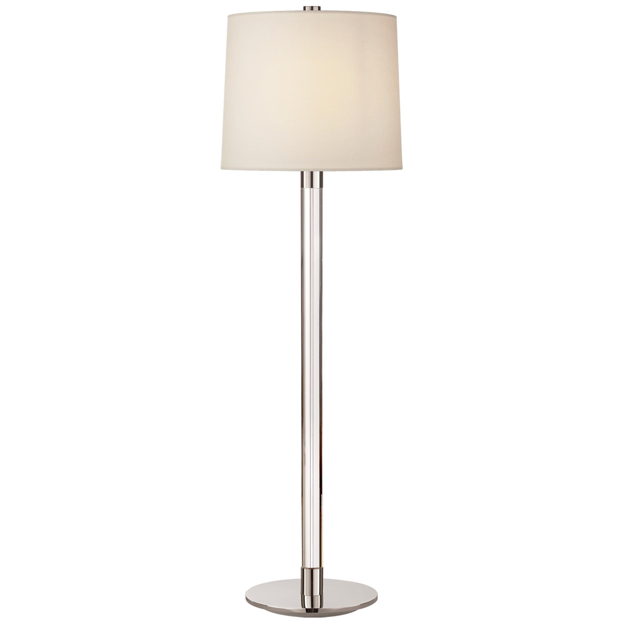 Shown in Crystal And Polished Nickel finish and Linen shade