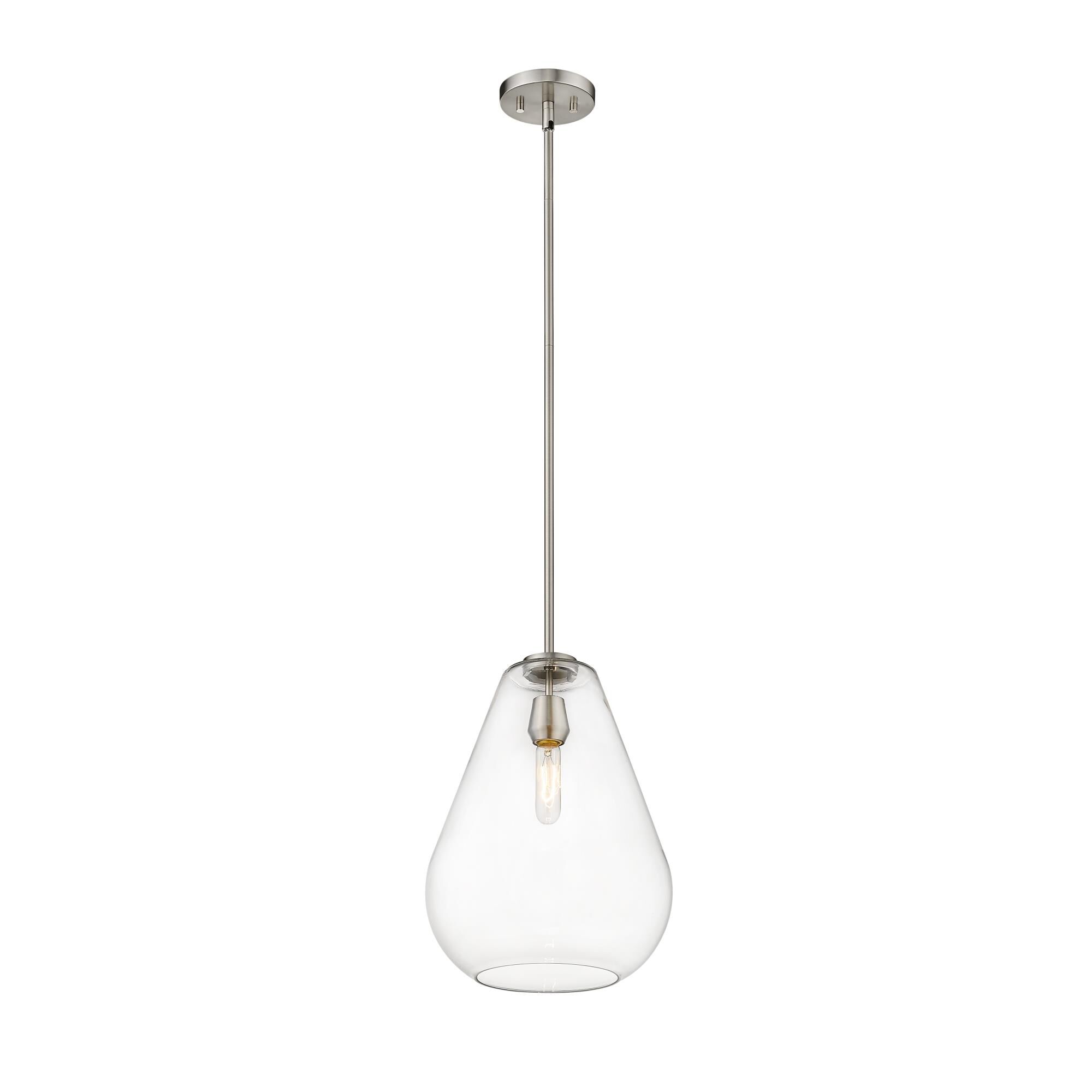 Shown in Brushed Nickel finish and Glass shade