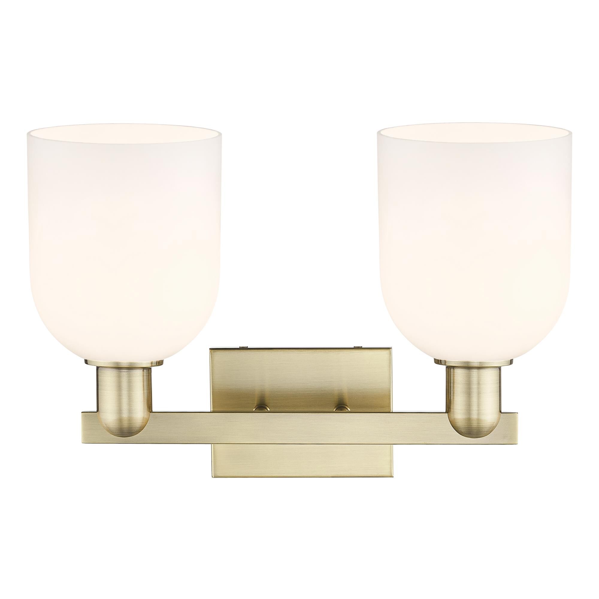 Shown in Antique Brass finish and White glass
