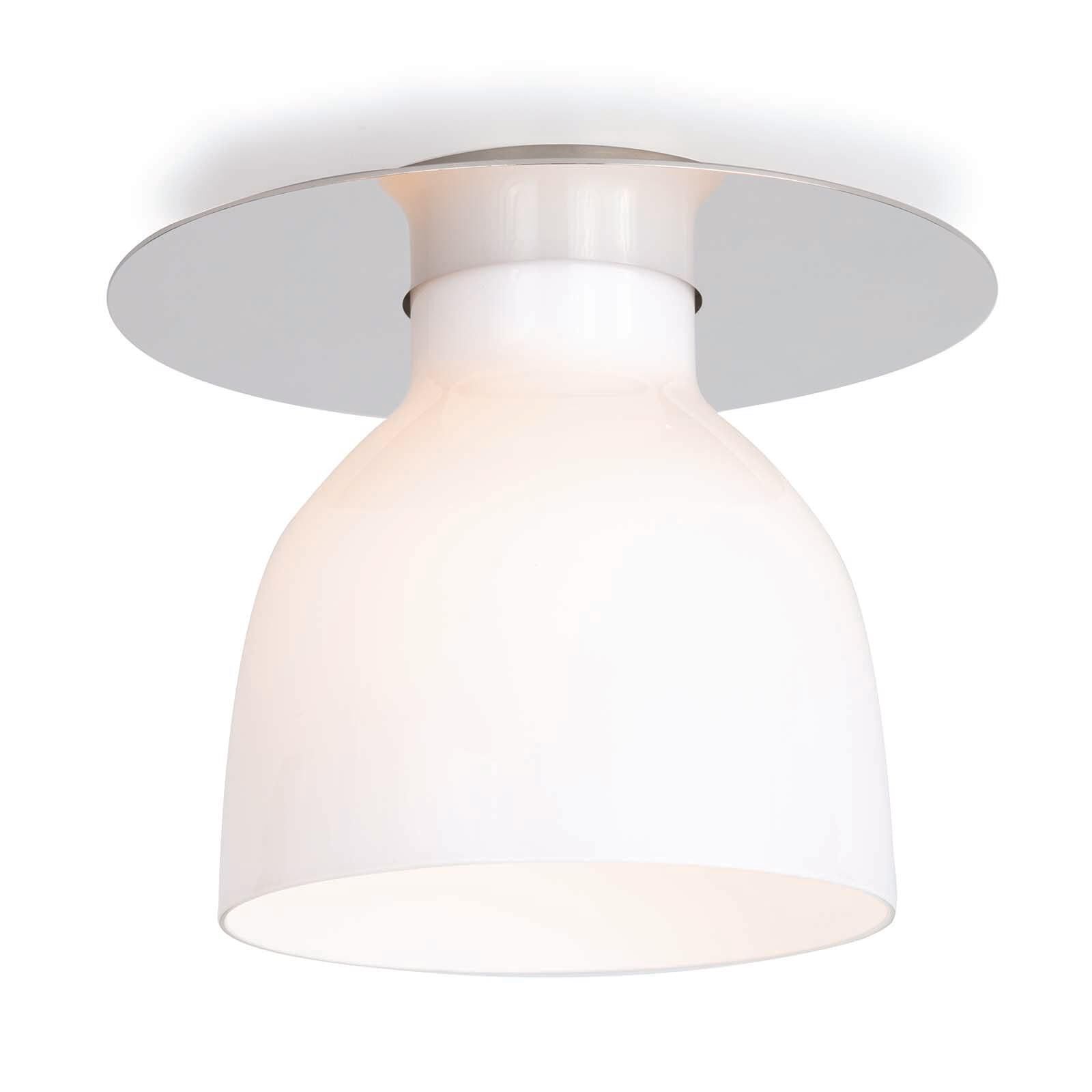 Shown in White finish and Glass shade
