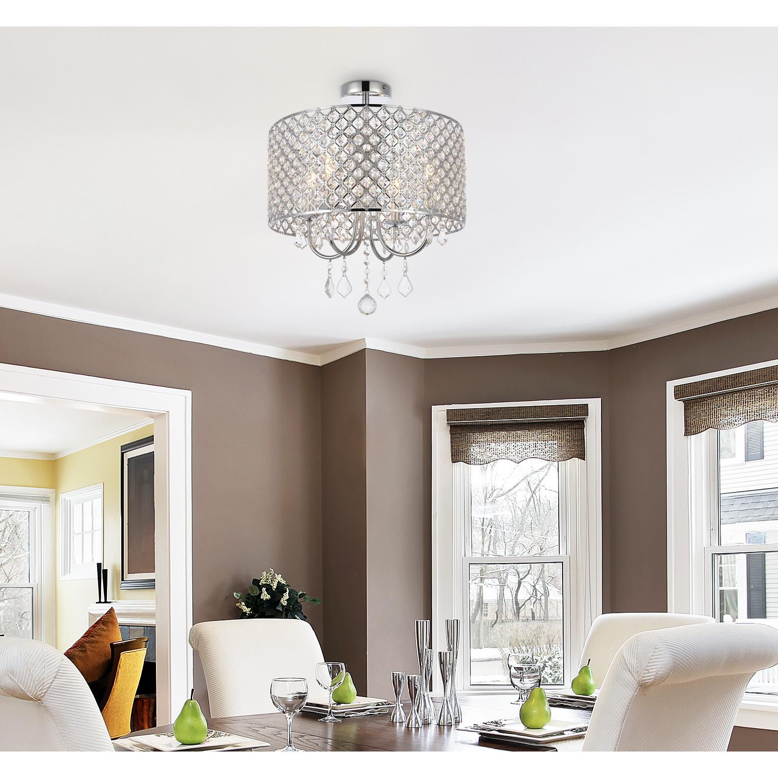 Elise 17 Inch 4 Light Semi Flush Mount by Elegant Lighting