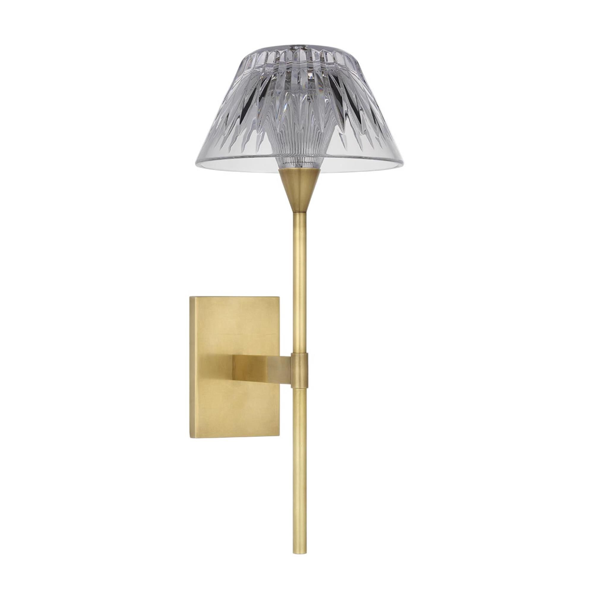 Shown in Natural Brass finish and Clear crystal