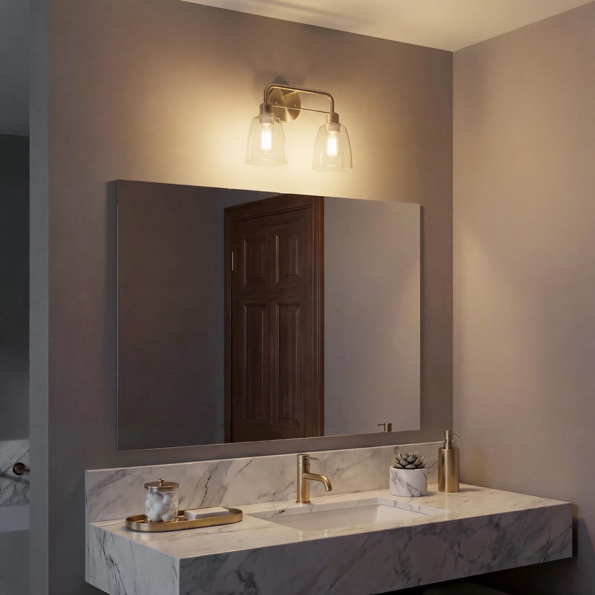 Shown in Champagne Bronze finish and Clear glass