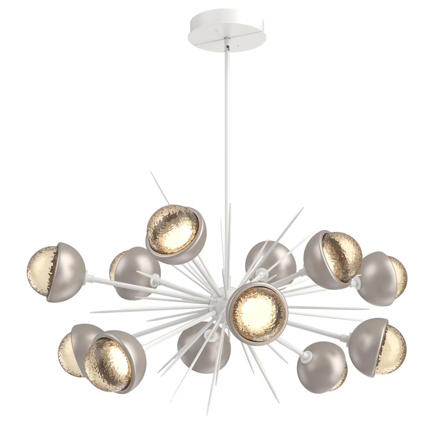 Shown in Salt White finish and Amber glass and Beige Silver accent