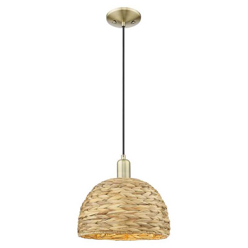 Bruno Marashlian Woven Rattan 12 Inch Mini Pendant by Innovations Lighting