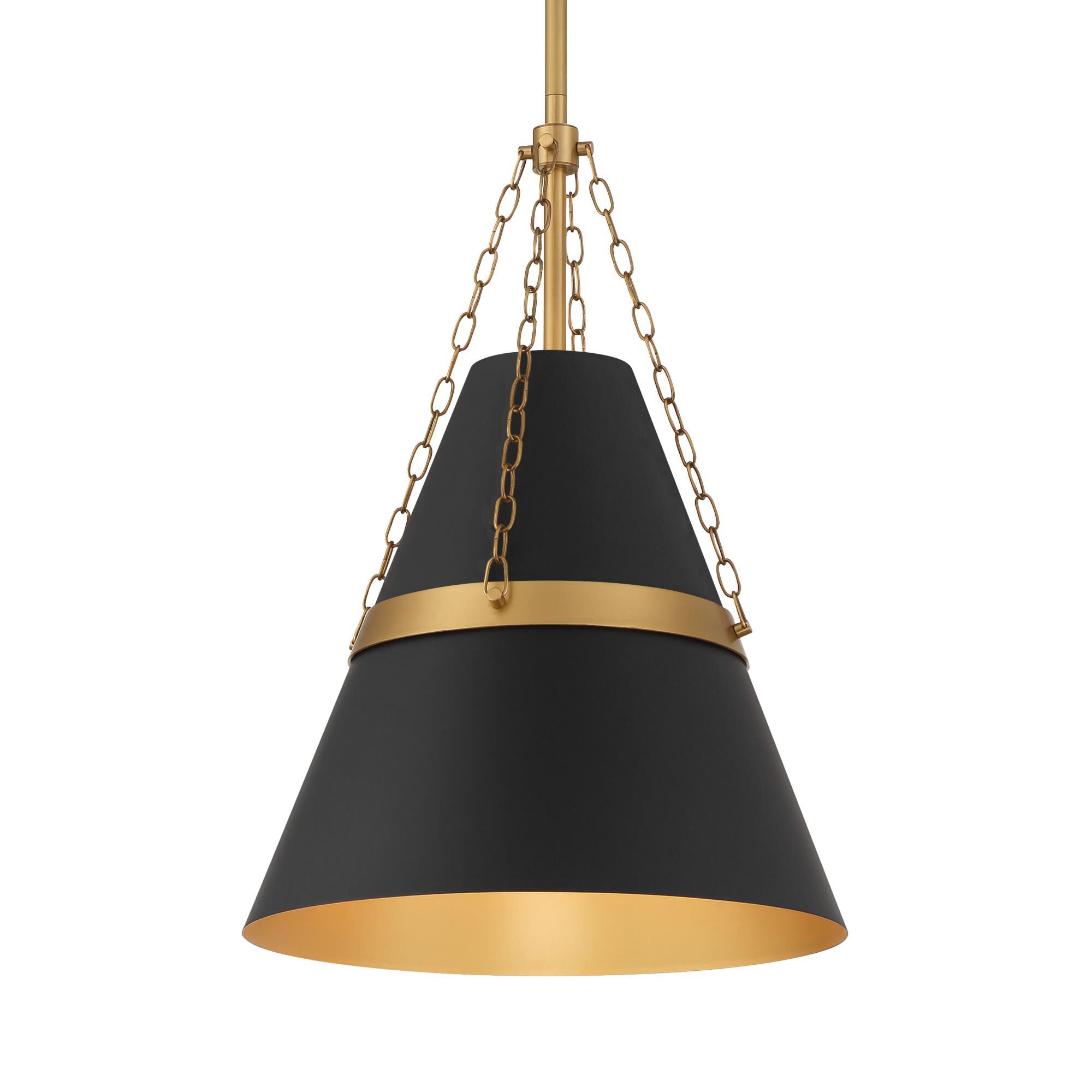 Shown in Legacy Brass & Dark Matte Blac finish and Dark Matte Black glass and Steel shade